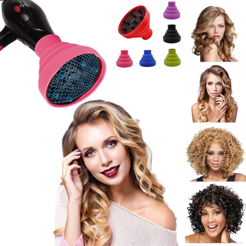 Collapsible Hair Diffuser Attachment - Portable Silicone Diffuser for Curly Hair, Fits 1.57-1.99