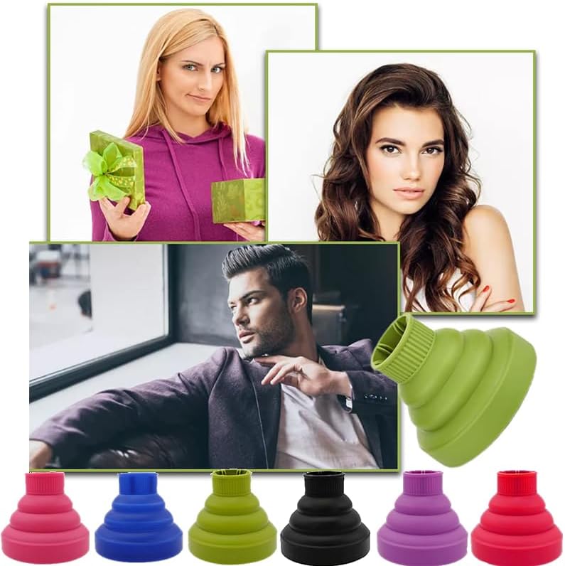 Collapsible Hair Diffuser Attachment - Portable Silicone Diffuser for Curly Hair, Fits 1.57-1.99