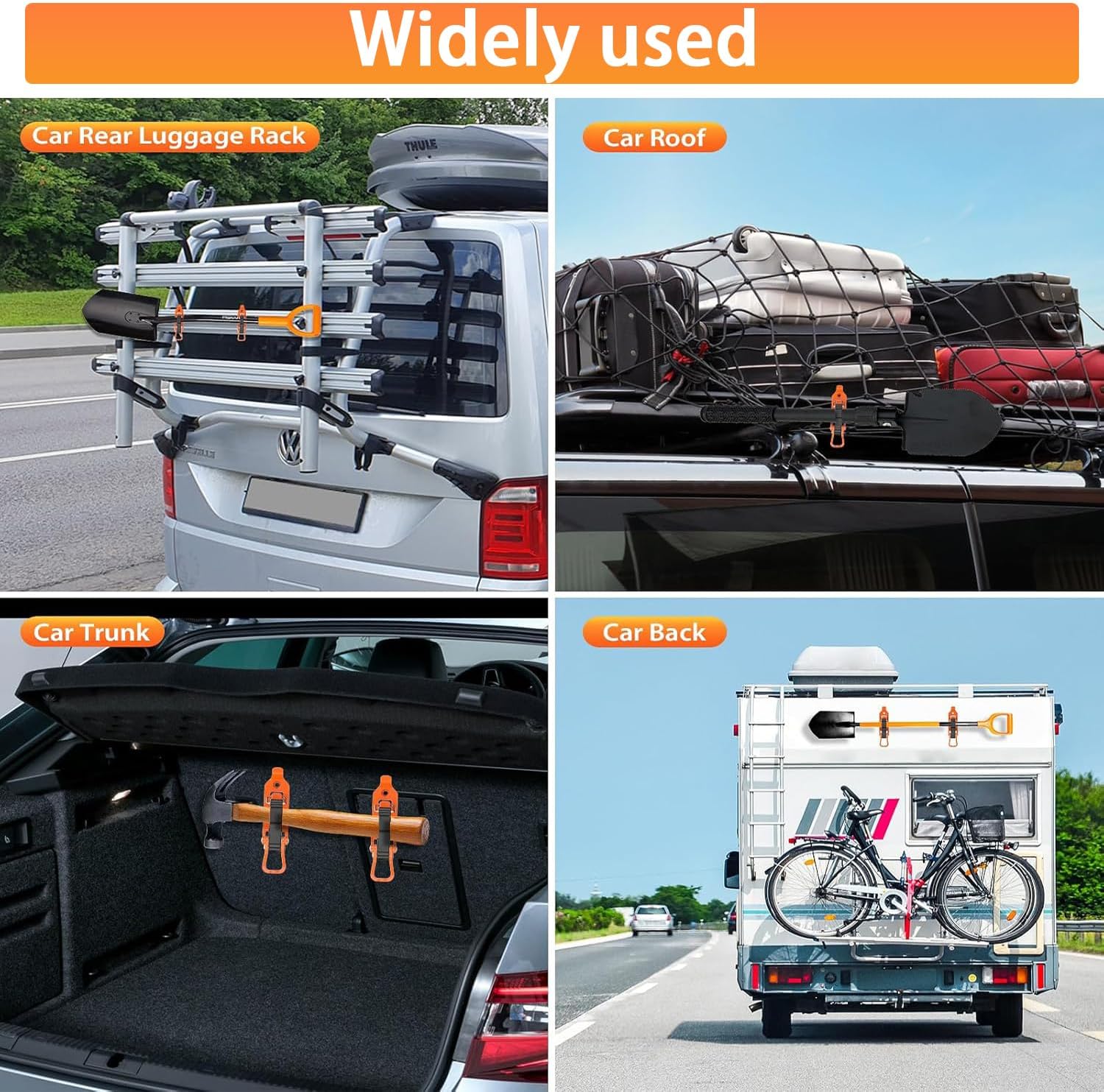 Shovel Mount Wall Mount ,4 Pcs Metal Rubber Clamps Axe Holder Mount Kit for Roof Rack Truck Boats Military Equipment and Tools - Image 7