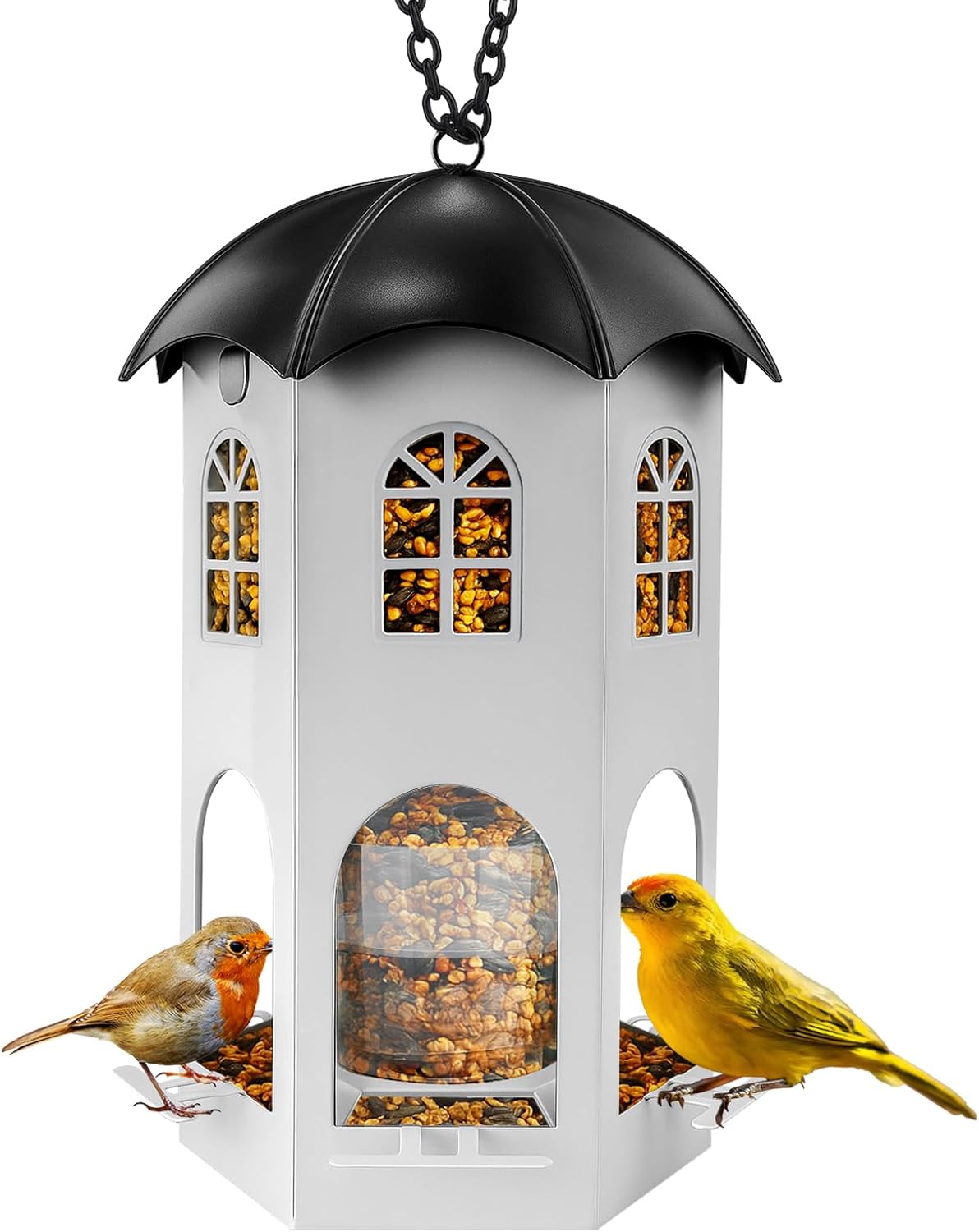 Metal Bird Feeder for Outdoor Hanging, Wild Bird Feeders with Circular Perch, Squirrel Proof Bird Feeder,Easy to Clean & Refill, Large Seed Capacity Birds Feeder - Image 1
