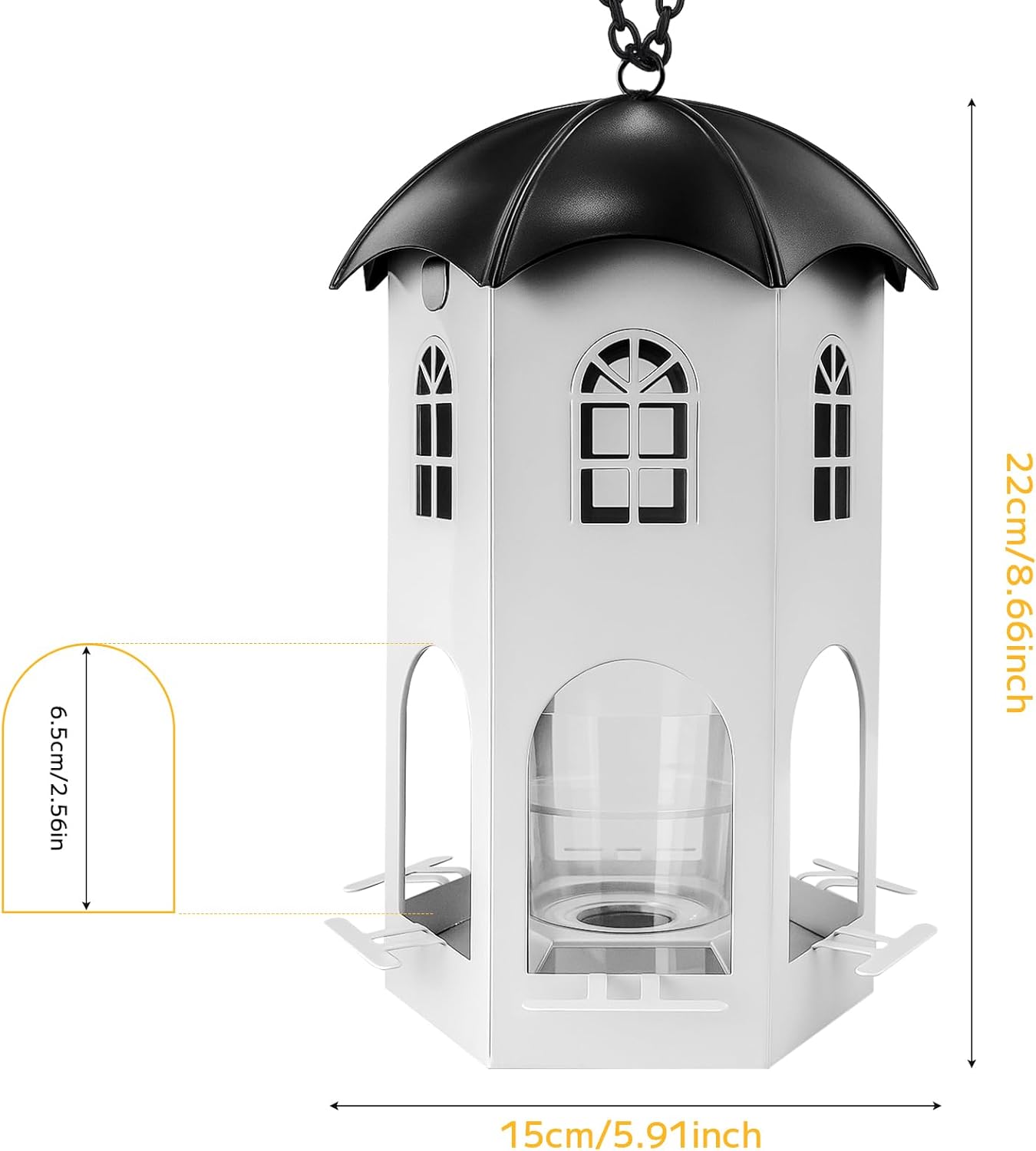 Metal Bird Feeder for Outdoor Hanging, Wild Bird Feeders with Circular Perch, Squirrel Proof Bird Feeder,Easy to Clean & Refill, Large Seed Capacity Birds Feeder - Image 4