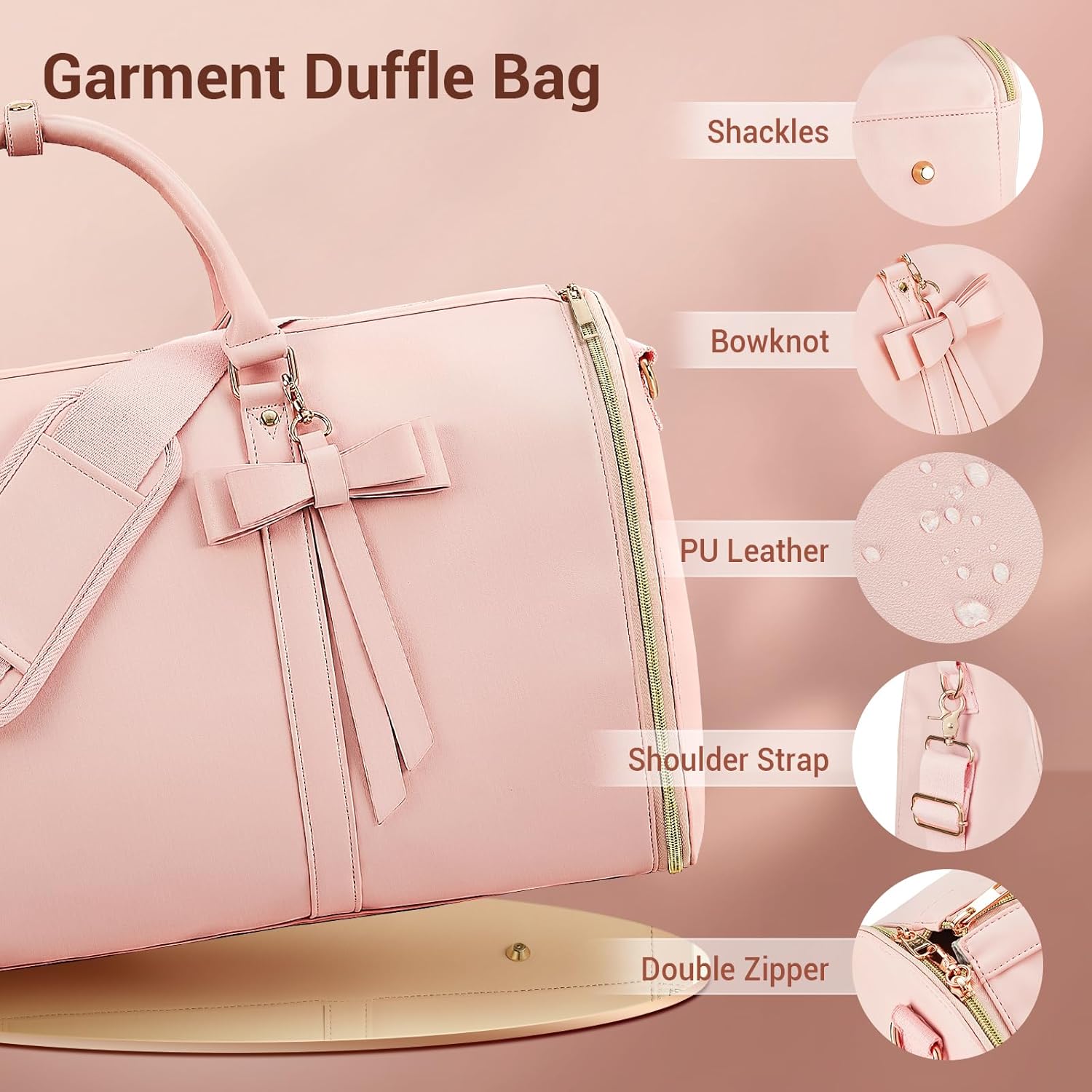 Garment Bags for Travel for Women Pink & Purple, Pink, Carry-on 20-Inch, Cute - Image 3