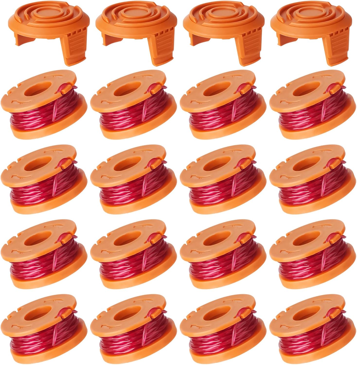 20 Pack Trimmer Spool Line for Worx, WA0010 Edger Spools Replacement for Worx, 0.065 inch Trimmer Line Refills for Worx, Compatible with Worx String Trimmers(16 Grass Trimmer Line, 4 Trimmer Cap) - Image 1