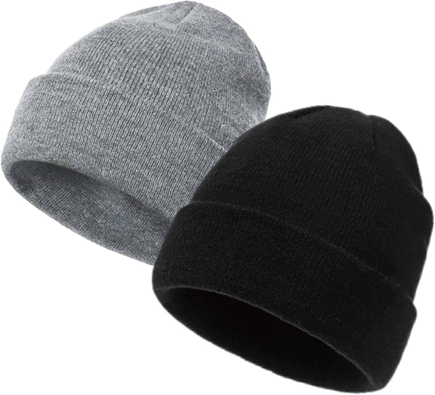 2 Pack Beanies for Men Women,Warm Winter Hat,Unisex Toque Bonnet,Knit Cuffed Beanie - Image 1