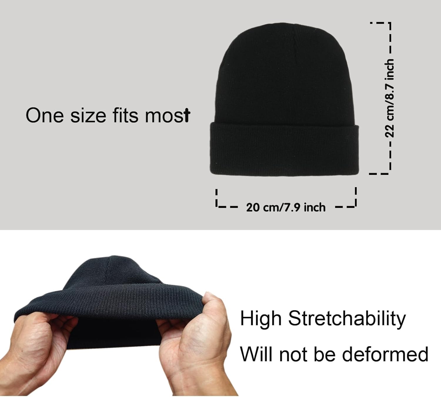 2 Pack Beanies for Men Women,Warm Winter Hat,Unisex Toque Bonnet,Knit Cuffed Beanie - Image 2