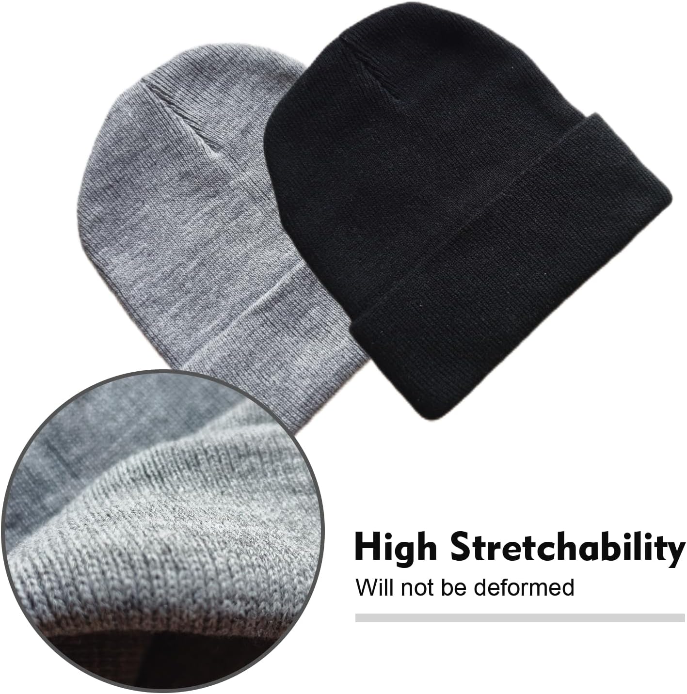 2 Pack Beanies for Men Women,Warm Winter Hat,Unisex Toque Bonnet,Knit Cuffed Beanie - Image 3