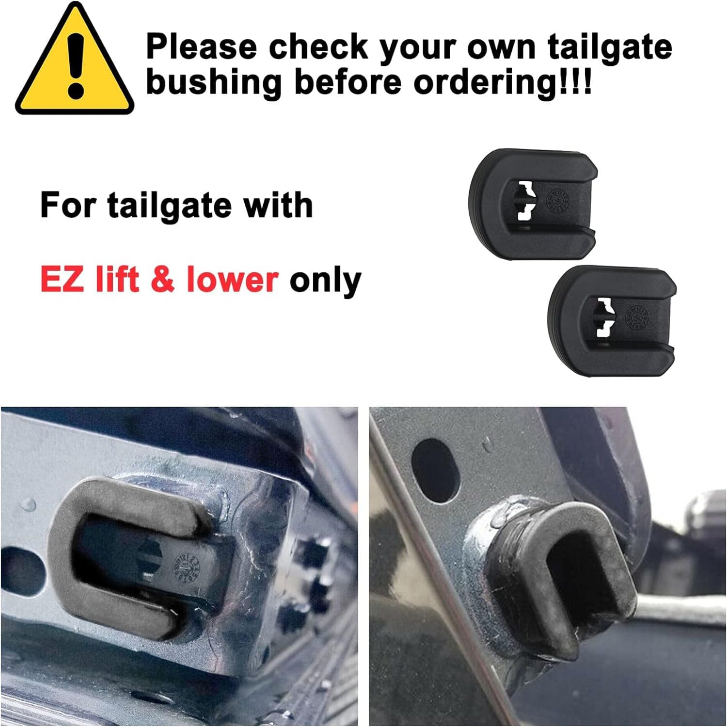 2 Pcs Tailgate Bushing Rear Right Passenger Side Compatible with 2014-2019 Chevy Silverado 1500 2500HD 3500HD Colorado/GMC Sierra 1500 2500 HD 3500 HD Canyon Replaces 22966936 (Black) - Image 5