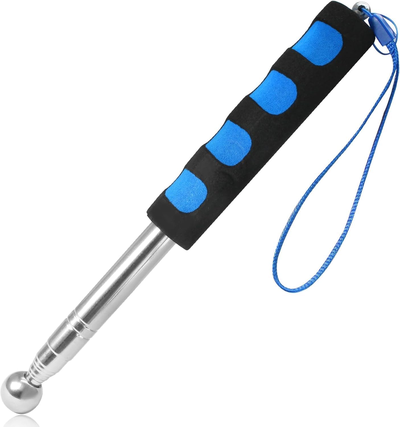 Self Defence Stick Retractable, Adjustable 115cm Thickened Telescopic Rod, Hollowing Drum Detection Hammer, Professional Telescopic Rod Hammer for House Decoration Inspection (Blue) - Image 1