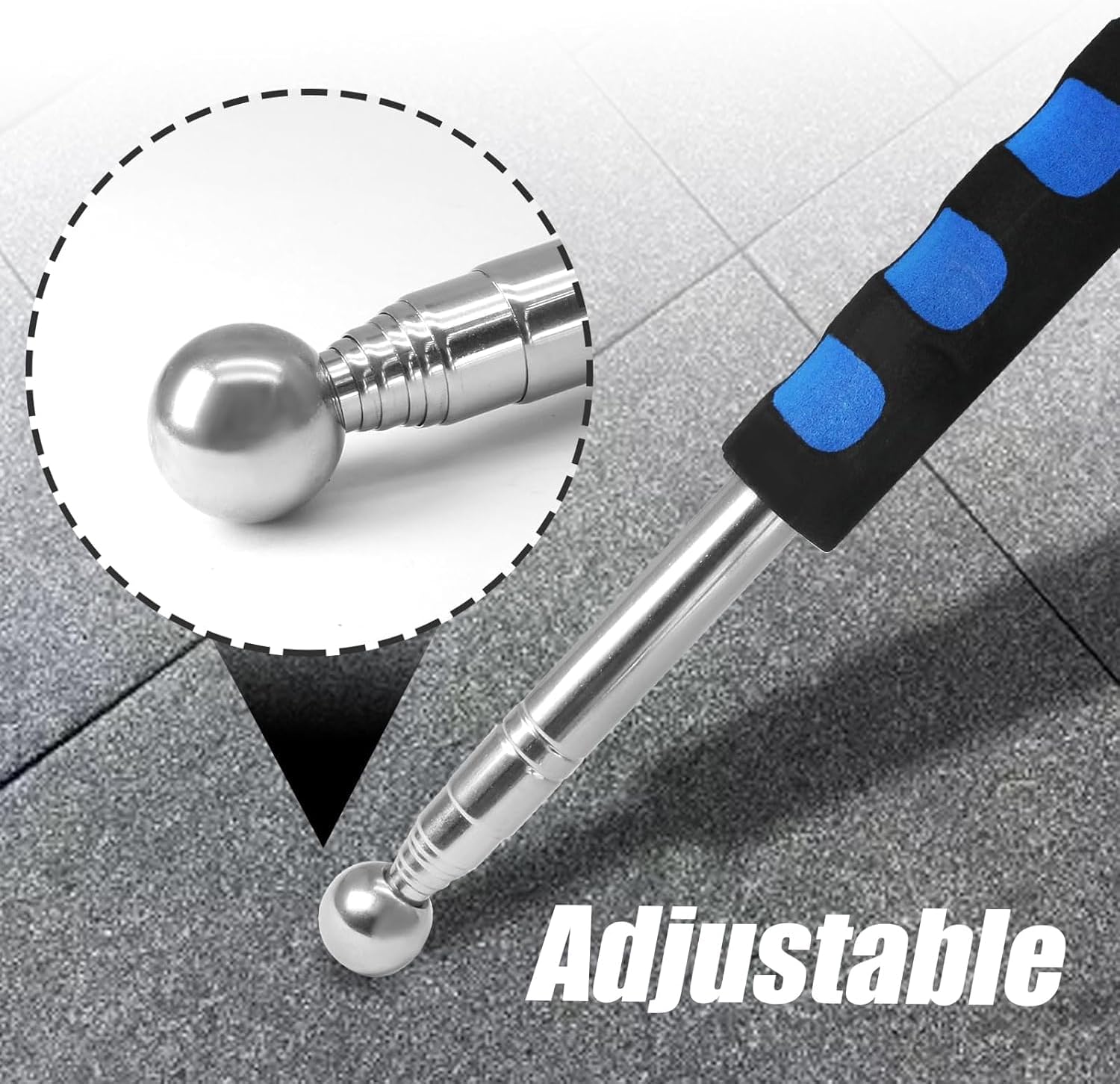 Self Defence Stick Retractable, Adjustable 115cm Thickened Telescopic Rod, Hollowing Drum Detection Hammer, Professional Telescopic Rod Hammer for House Decoration Inspection (Blue) - Image 6