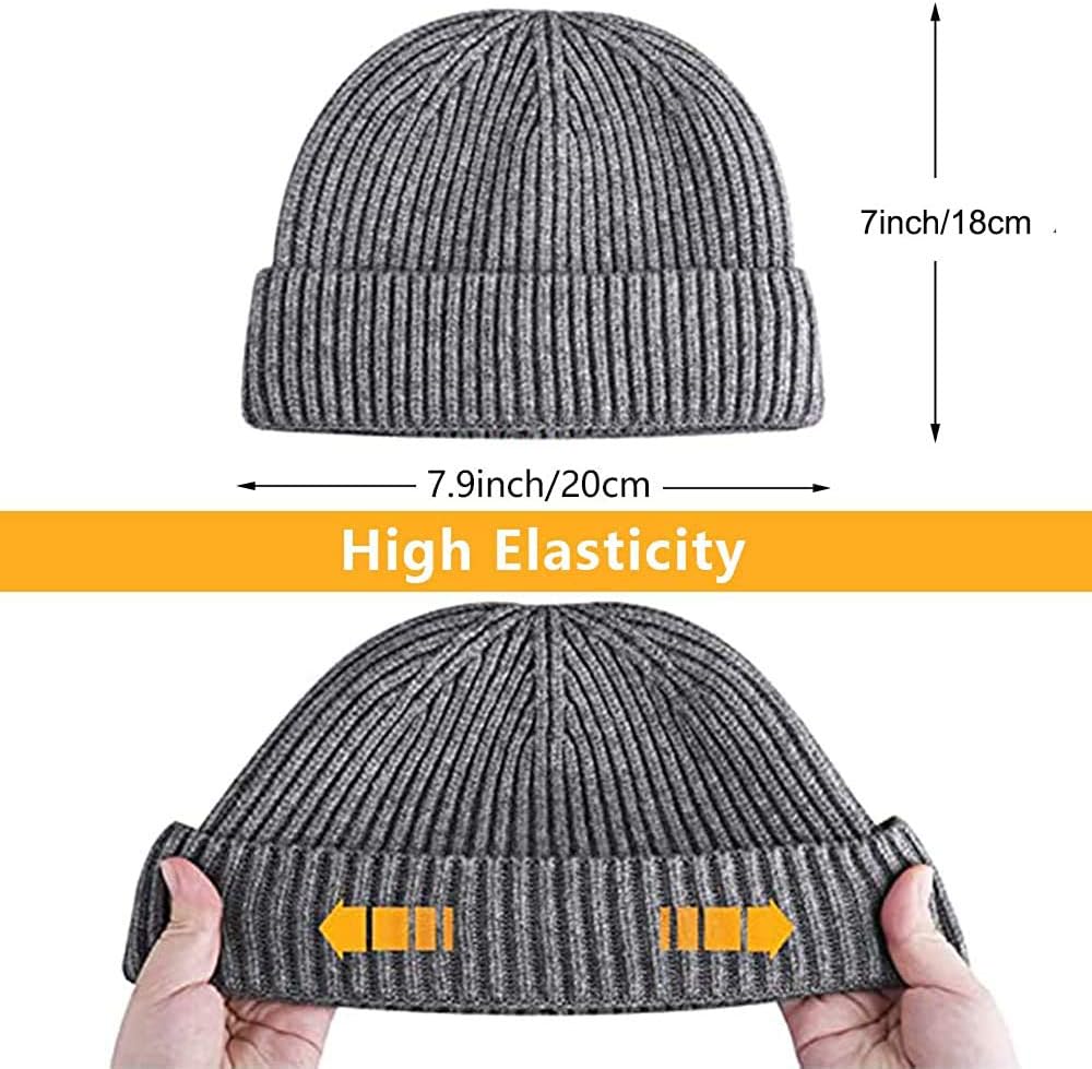 Trawler Beanie Watch Hat Roll up Edge,Winter Warm Knit Caps Fisherman Unisex - Image 2