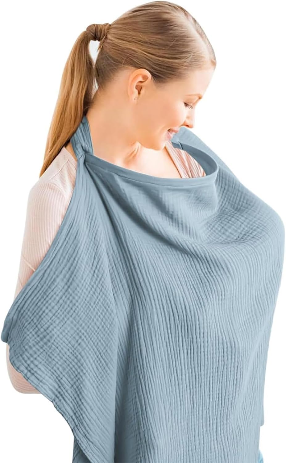 Nursing Cover for Breastfeeding, 100% Cotton Baby Car Seat Canopy & Stroller Cover with Adjustable Hoop, Lightweight & Breathable for Moms - Image 1