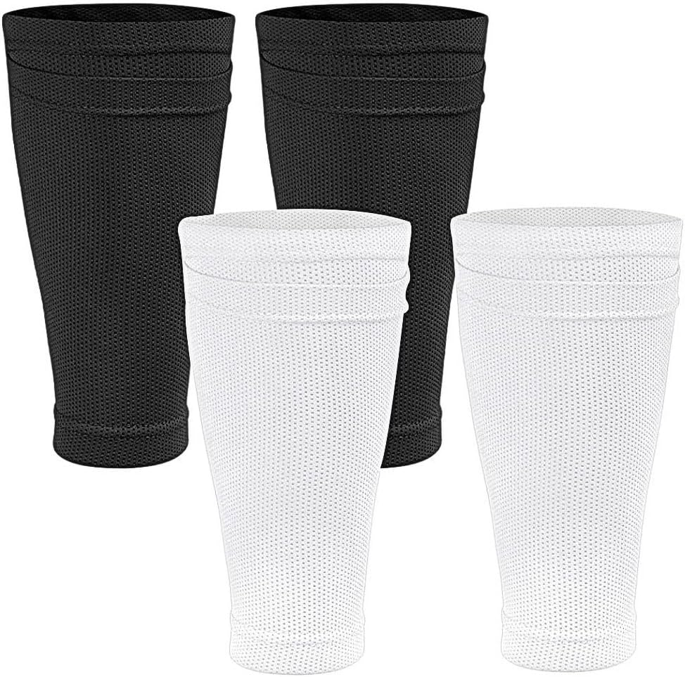 Shin Pads Sock, 2 Pairs Soccer Shin Guard Sock, Breathable Soccer Shin Guard Socks with Pockets, Shin Pads Holder - Image 1