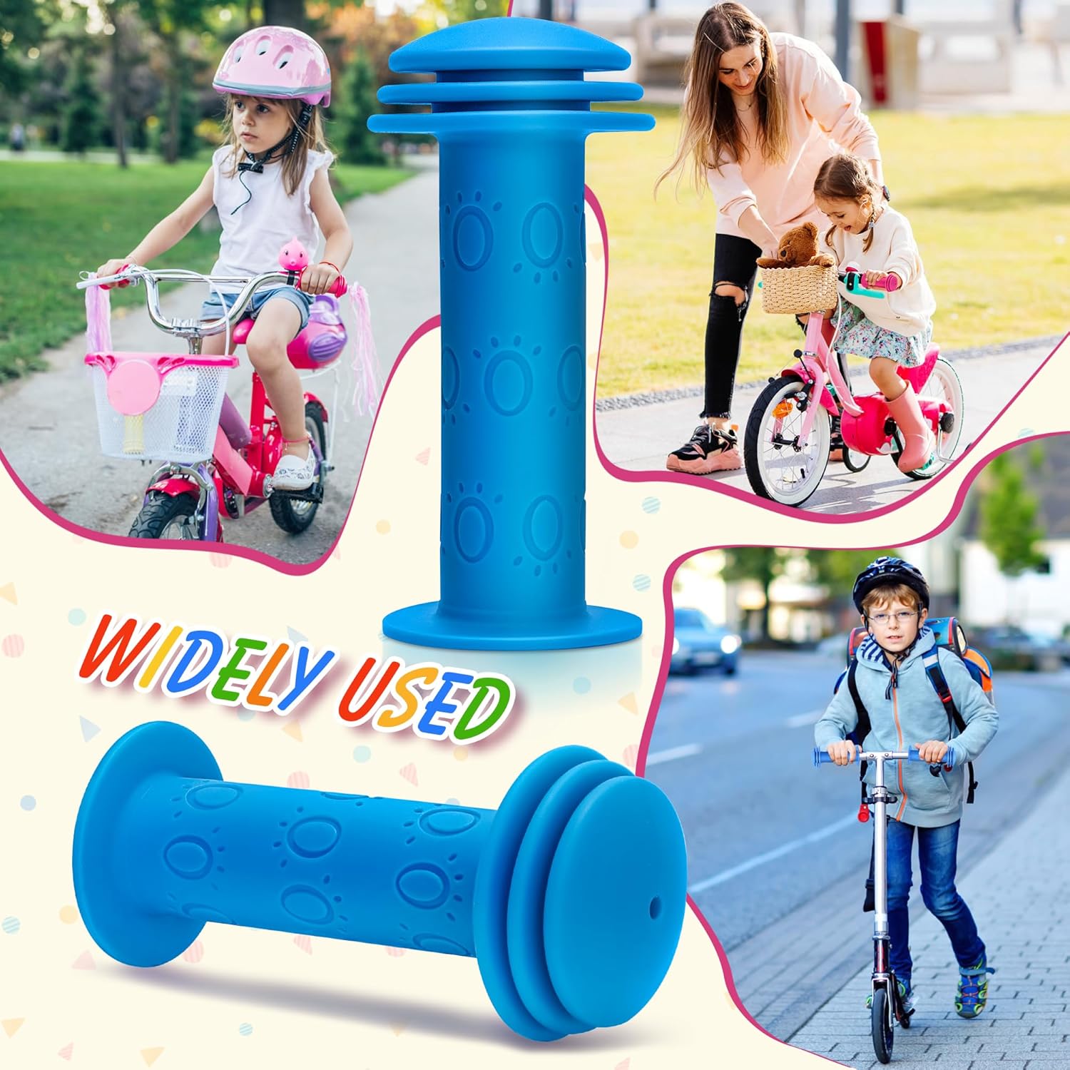 Bike Handle Grips Non Slip Rubber Bicycle Handlebar Grips for Kids Girls Boys Mountain Road Beach Cruiser Scooters Bikes - Image 4