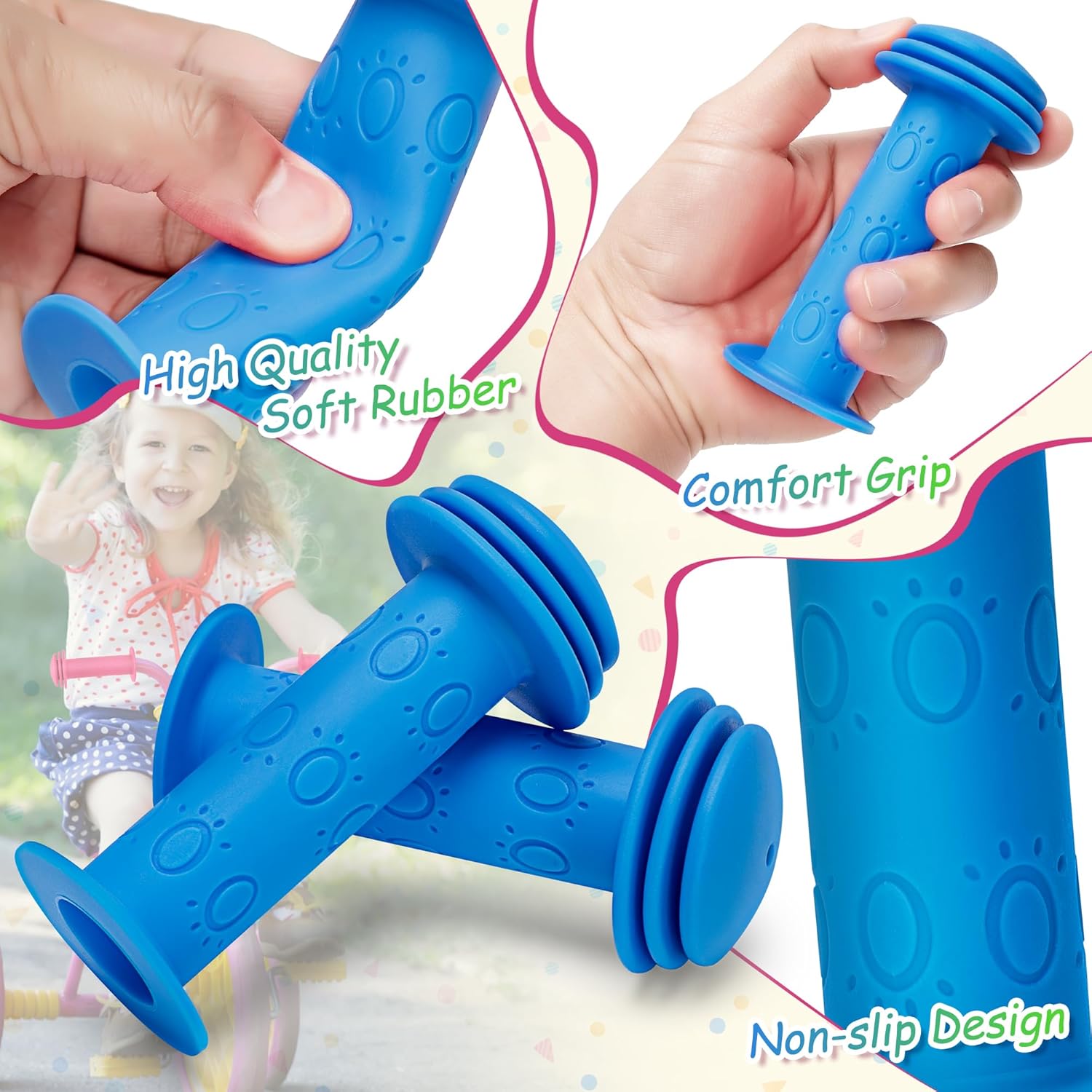 Bike Handle Grips Non Slip Rubber Bicycle Handlebar Grips for Kids Girls Boys Mountain Road Beach Cruiser Scooters Bikes - Image 5