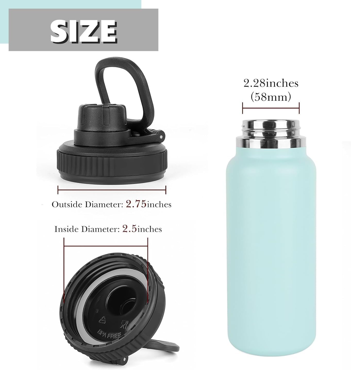 Aurora Spout Lid for Hydro Flask Wide Mouth 12, 16,18,20, 32, 40, 64 OZ Water Bottles Flip Lid for Hydro flask Wide Mouth (Pink, 2Pcs) - Image 2