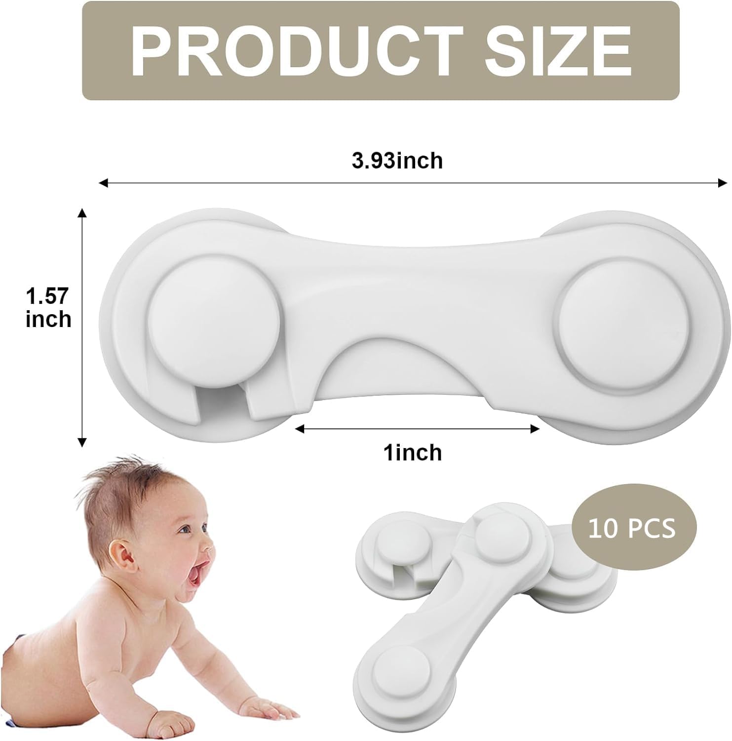 Child Safety Cabinet Locks 10 Pack Cabinet Door Locks with Adhesive for Baby Proof Childproof Safety Locks for Drawer Cupboards Fridge Closet and Pantry - Image 2