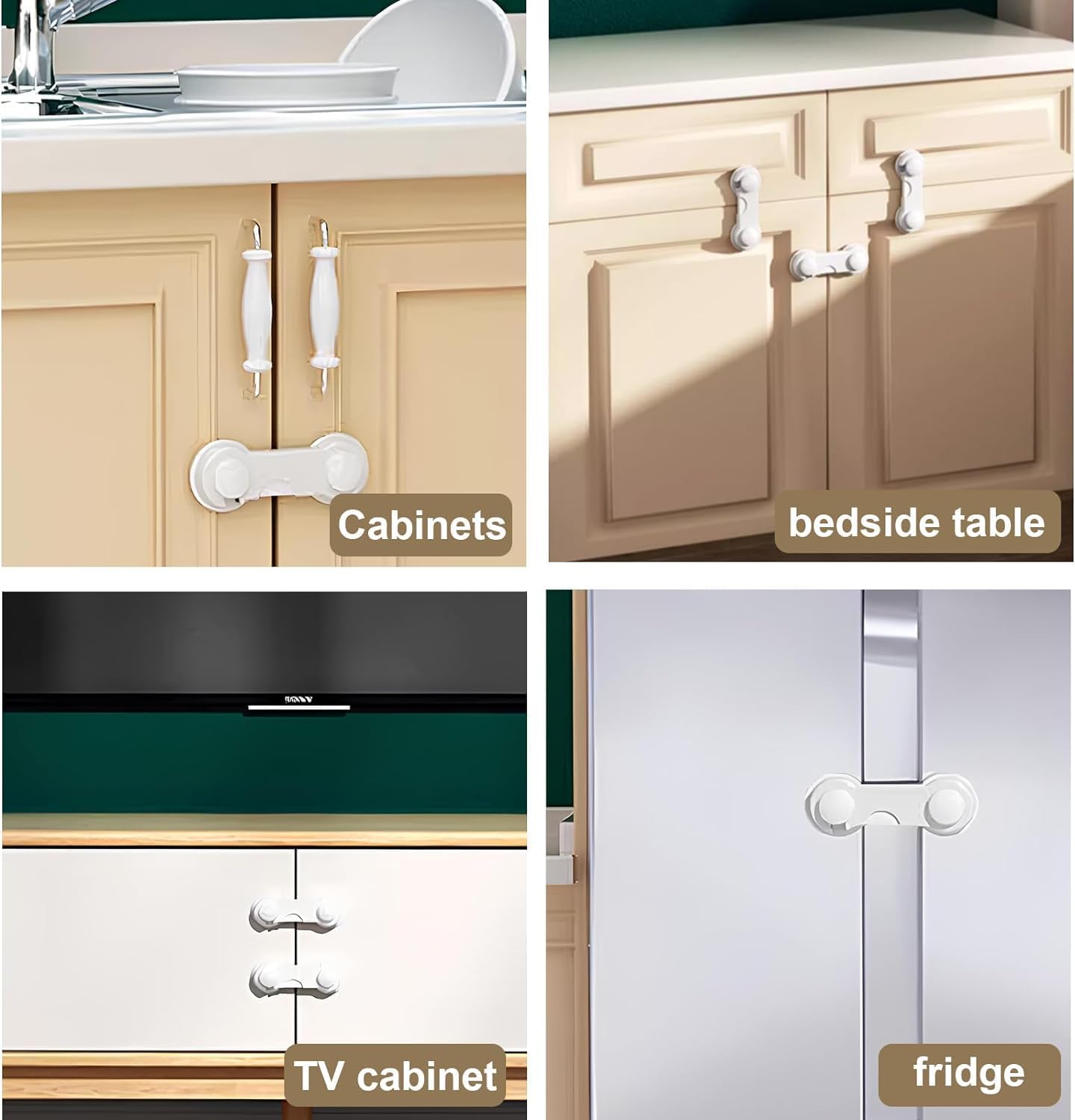 Child Safety Cabinet Locks 10 Pack Cabinet Door Locks with Adhesive for Baby Proof Childproof Safety Locks for Drawer Cupboards Fridge Closet and Pantry - Image 5