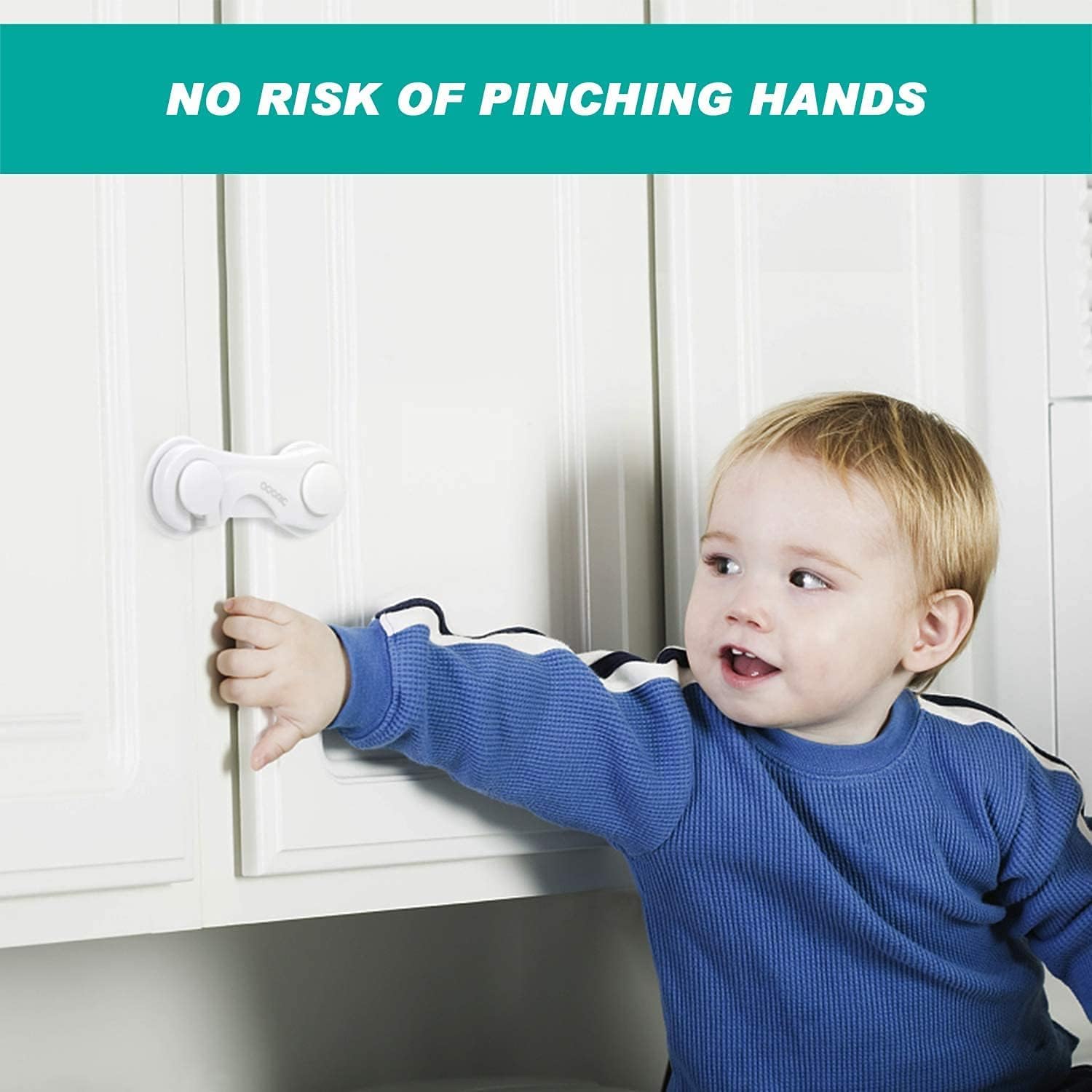 Child Safety Cabinet Locks 10 Pack Cabinet Door Locks with Adhesive for Baby Proof Childproof Safety Locks for Drawer Cupboards Fridge Closet and Pantry - Image 7