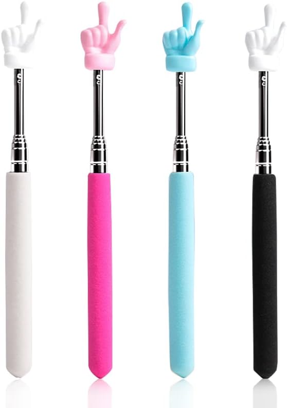 4 Pcs Telescopic Teachers Pointer, Extendable Whiteboard Finger Pointer Stick, Mini Retractable Classroom Pointer for Elementary School Kindergarten Teacher,Guides, Coach,Extends to 21.65