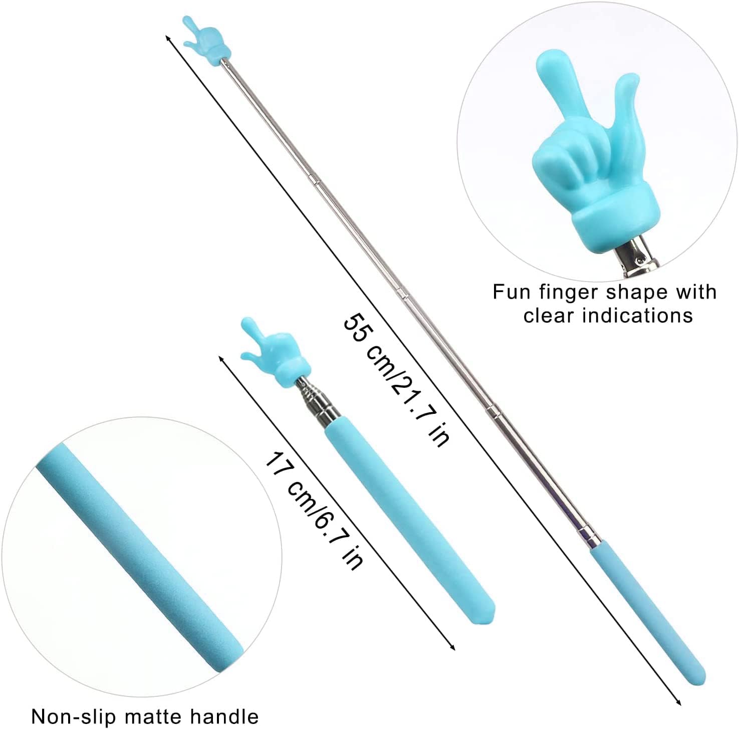 4 Pcs Telescopic Teachers Pointer, Extendable Whiteboard Finger Pointer Stick, Mini Retractable Classroom Pointer for Elementary School Kindergarten Teacher,Guides, Coach,Extends to 21.65