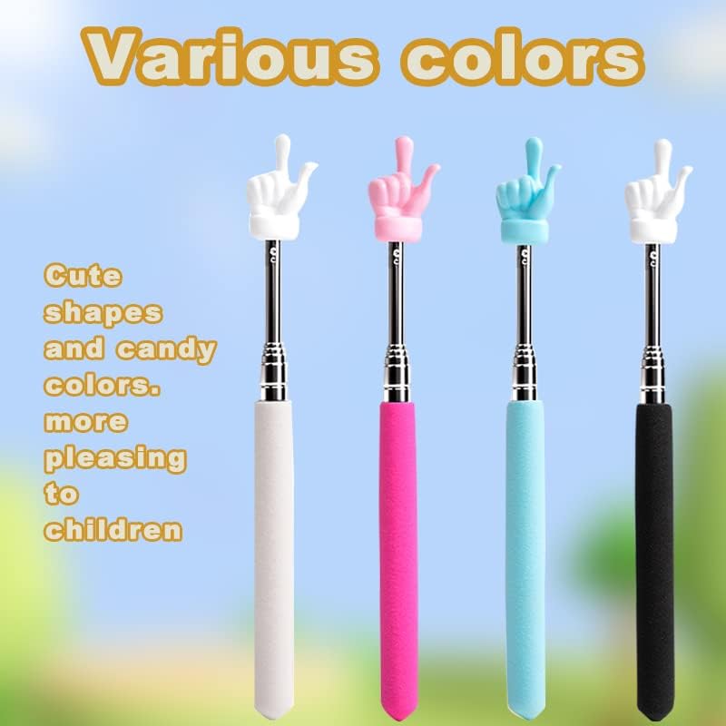 4 Pcs Telescopic Teachers Pointer, Extendable Whiteboard Finger Pointer Stick, Mini Retractable Classroom Pointer for Elementary School Kindergarten Teacher,Guides, Coach,Extends to 21.65
