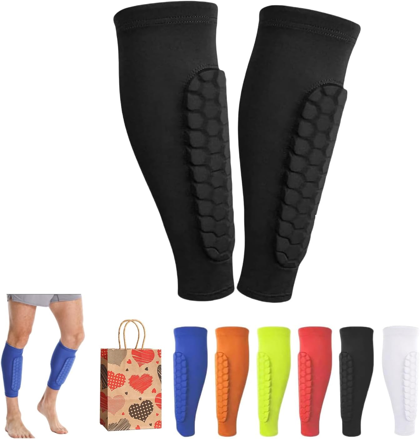Shin Guards for Soccer, Lightweight Shin Pads for Kids Youth & Adult - Football Shin Defender Protective Gear, Comfortable Breathable Leg Guards - Image 1