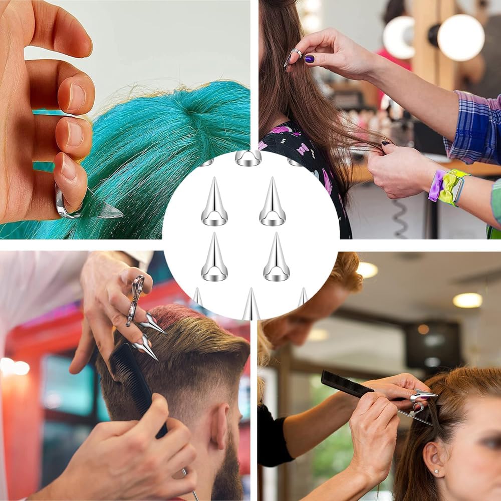 10 pcs Hair Parting Ring Alloy Beard Braiding Silver, Hair Selection Tool, Hair Coloring,Hair Finger Parting Tool, Hair Parting Tool Finger Pinky Parting Tool for Braids Selecting Tool Sectioning Ring parting Ring, Alloy Durable Dreadlocks Braids Selectin - Image 4