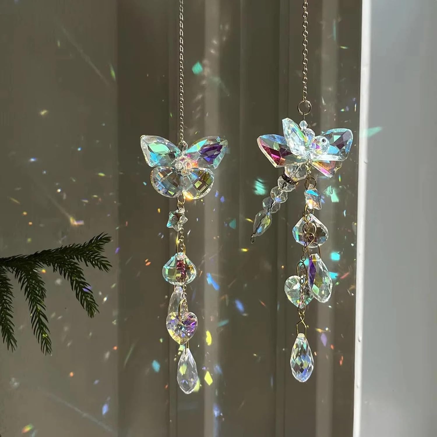 Crystal Butterfly Sun Catcher Window Hanging Decoration Rainbow Maker, Car Mirror Hanging Accessories, Rear View Mirror Hanging Décor - Image 1