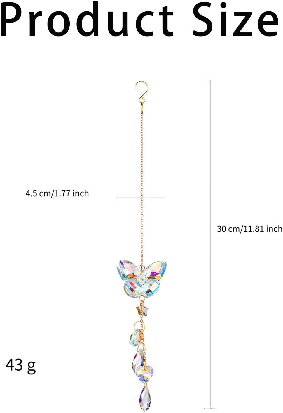 Crystal Butterfly Sun Catcher Window Hanging Decoration Rainbow Maker, Car Mirror Hanging Accessories, Rear View Mirror Hanging Décor - Image 2