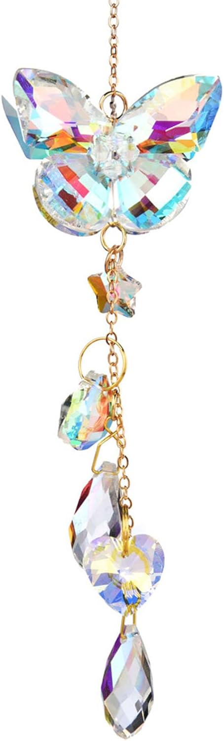 Crystal Butterfly Sun Catcher Window Hanging Decoration Rainbow Maker, Car Mirror Hanging Accessories, Rear View Mirror Hanging Décor - Image 3
