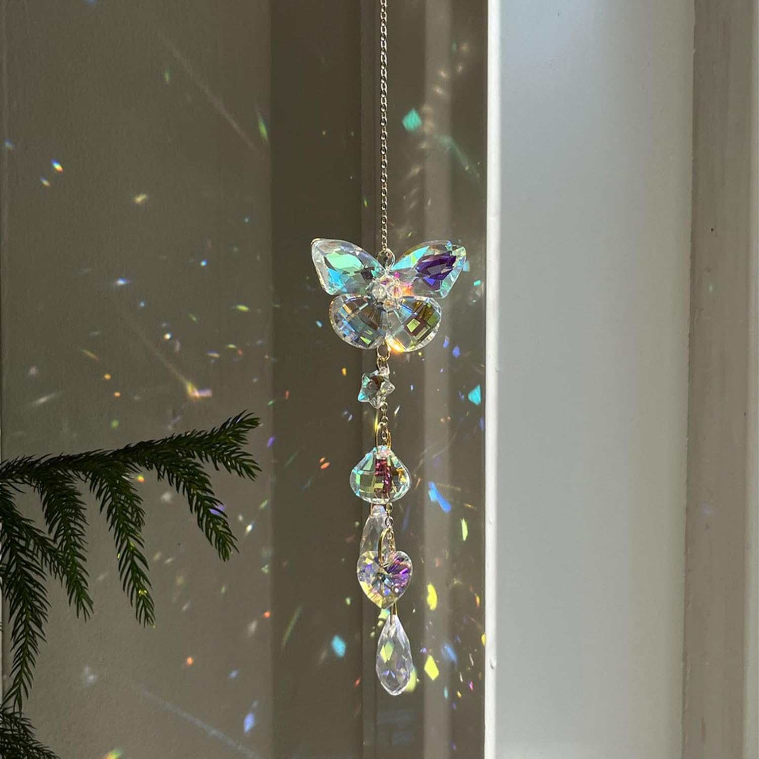 Crystal Butterfly Sun Catcher Window Hanging Decoration Rainbow Maker, Car Mirror Hanging Accessories, Rear View Mirror Hanging Décor - Image 4