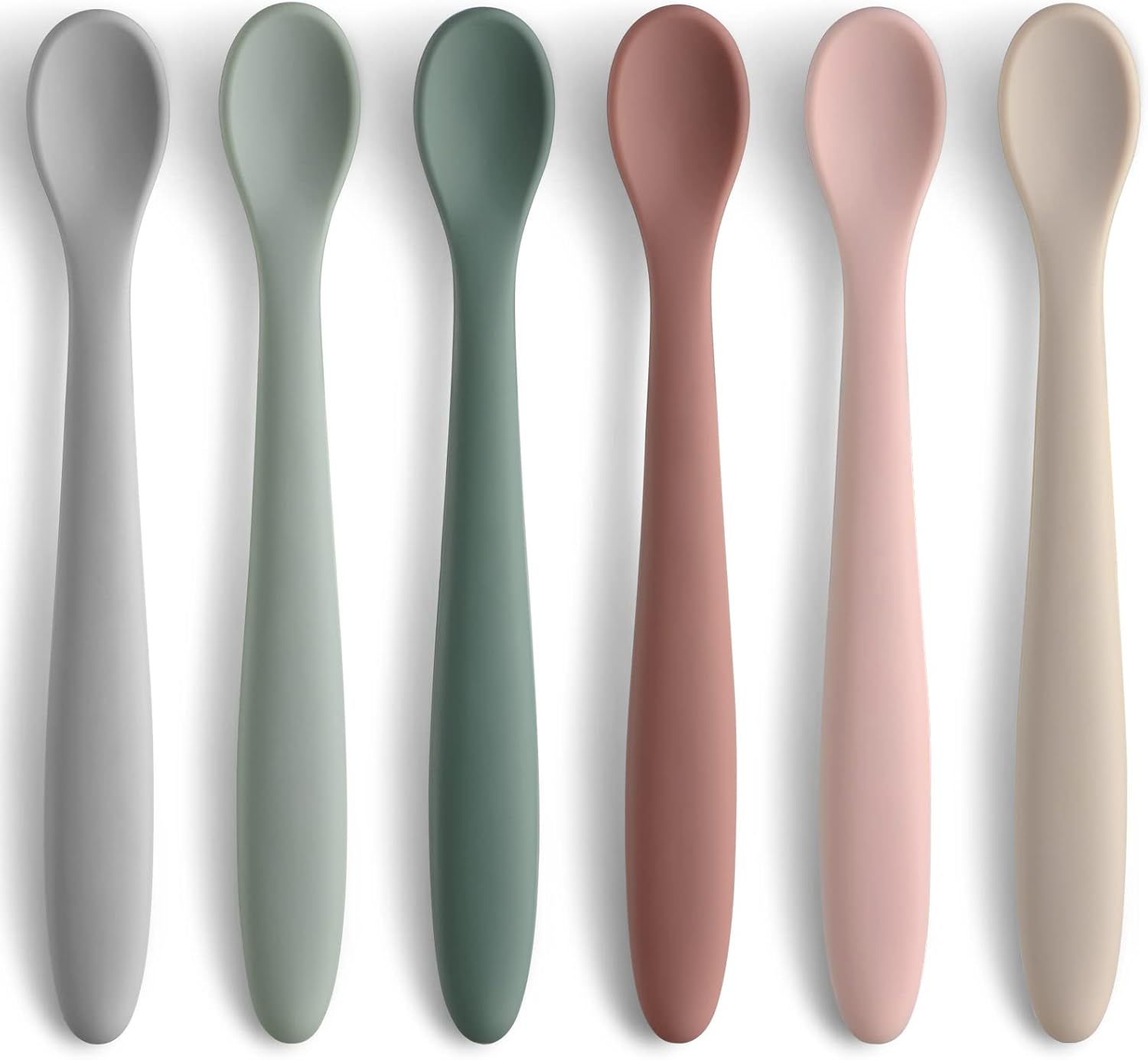 6-Piece Silicone Baby Feeding Spoons, First Stage Infant Soft-Tip Easy on Gums I Training Spoon | Utensils Supplies, Dishwasher & Boil-proof - - Image 1