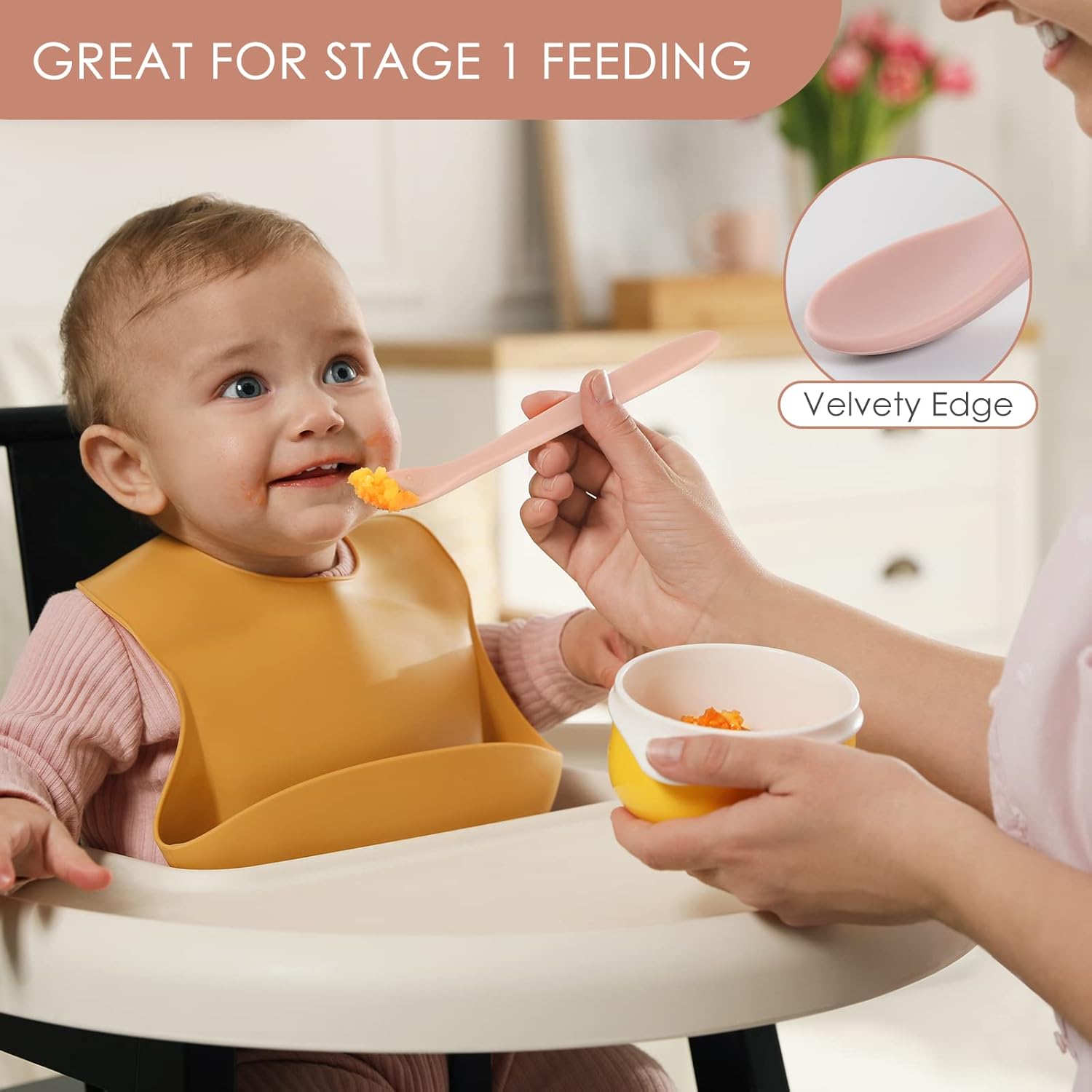 6-Piece Silicone Baby Feeding Spoons, First Stage Infant Soft-Tip Easy on Gums I Training Spoon | Utensils Supplies, Dishwasher & Boil-proof - - Image 5