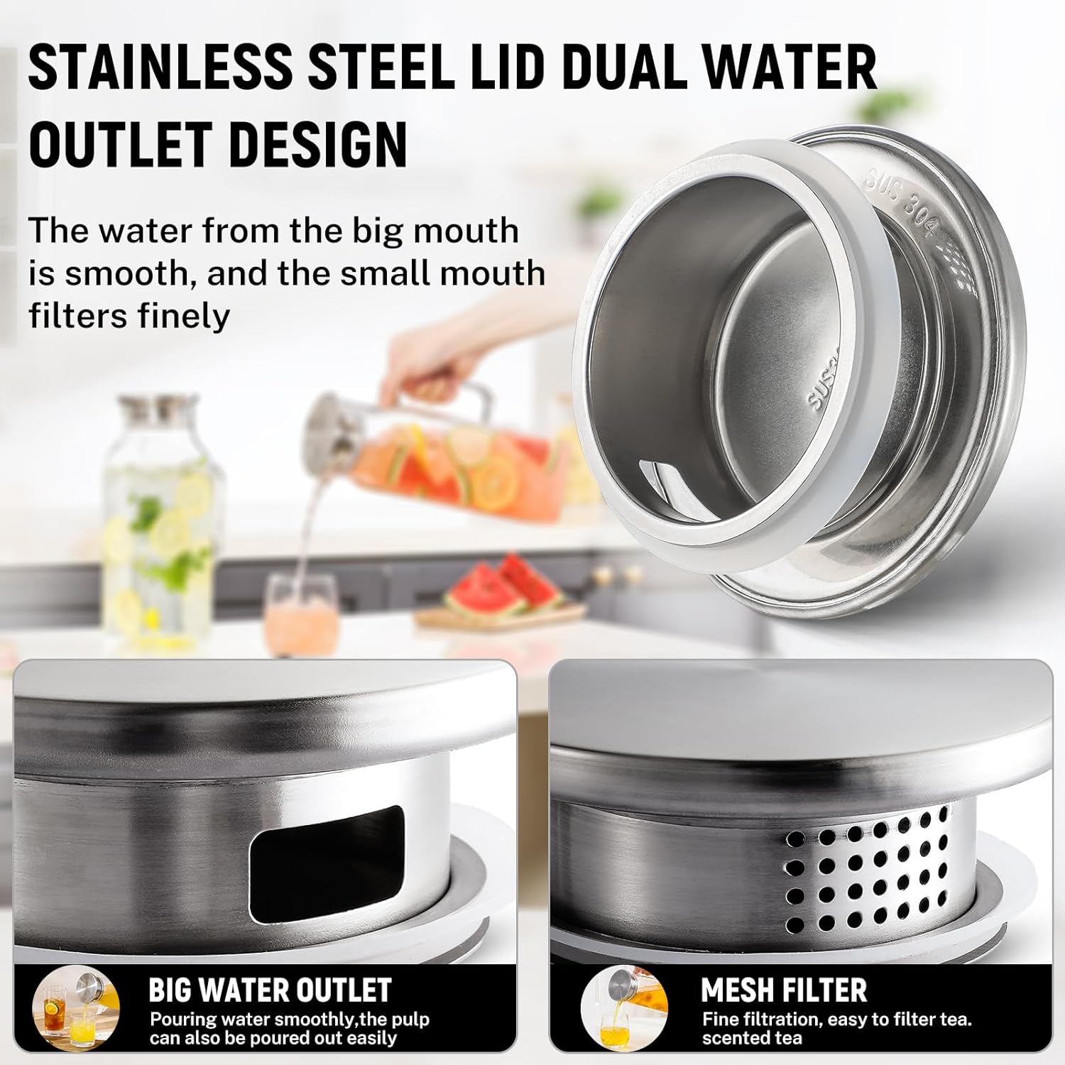 2 Quart (2 Liter 68 oz) Square Glass Pitcher with Lid and Spout, Water Pitchers Handle for Fridge, Borosilicate Carafe Hot/Cold Drink, Large Jug Iced Tea, Coffee,Juice,Milk,Beverage Clear 67.6 Ounces - Image 5