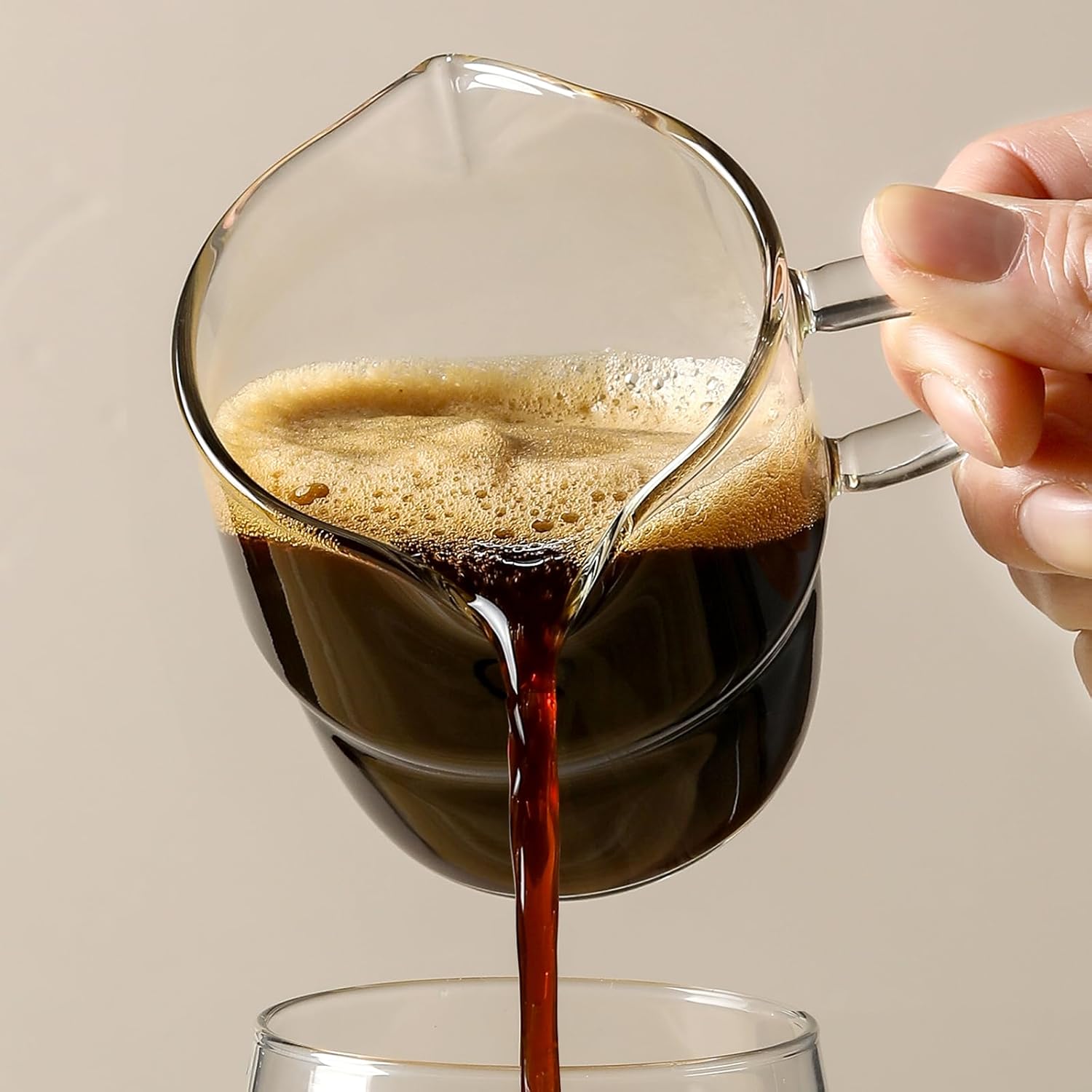 6 OZ Espresso Cups Set of 2, Double Spouts Stackable Cups, Shots Glass Mugs with Handle, Machine Accessories for Coffee Bar, Cute Clear Glasses Gift - - Image 5