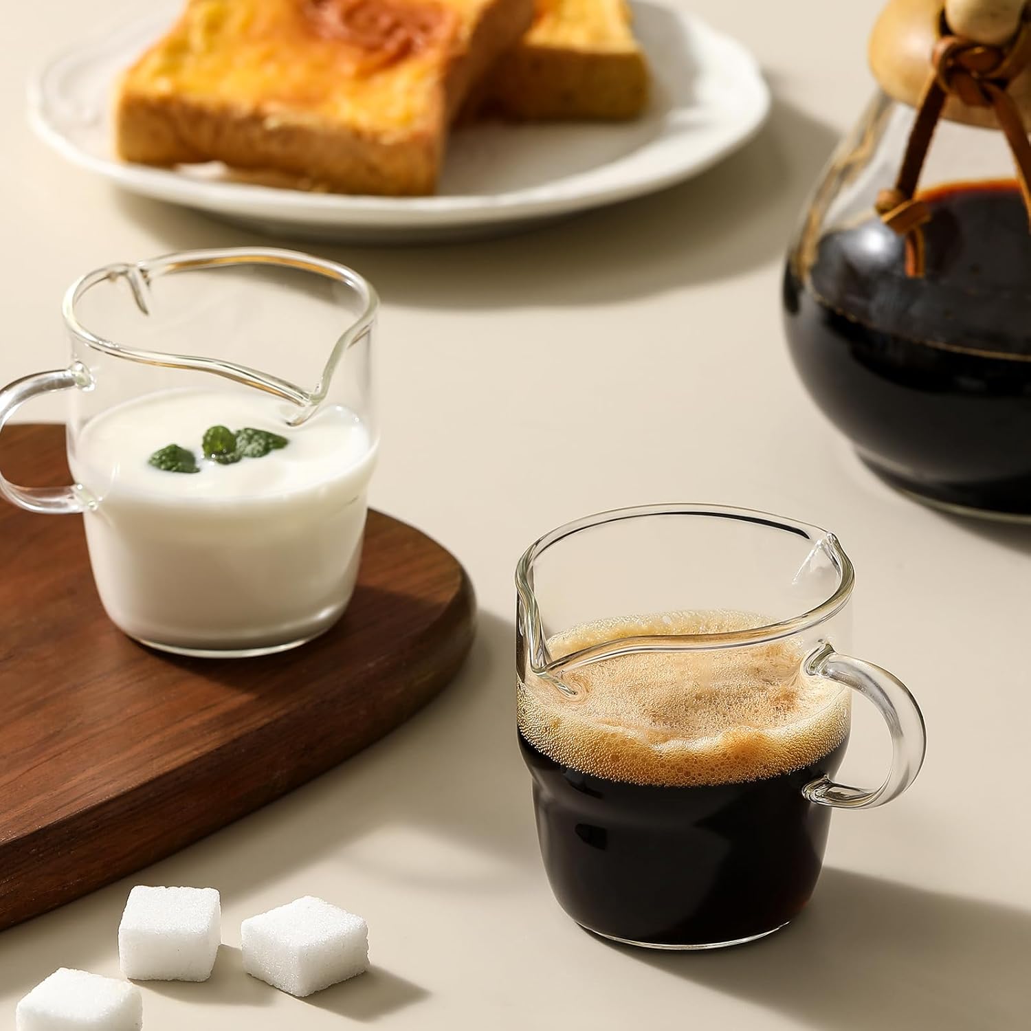 6 OZ Espresso Cups Set of 2, Double Spouts Stackable Cups, Shots Glass Mugs with Handle, Machine Accessories for Coffee Bar, Cute Clear Glasses Gift - - Image 7