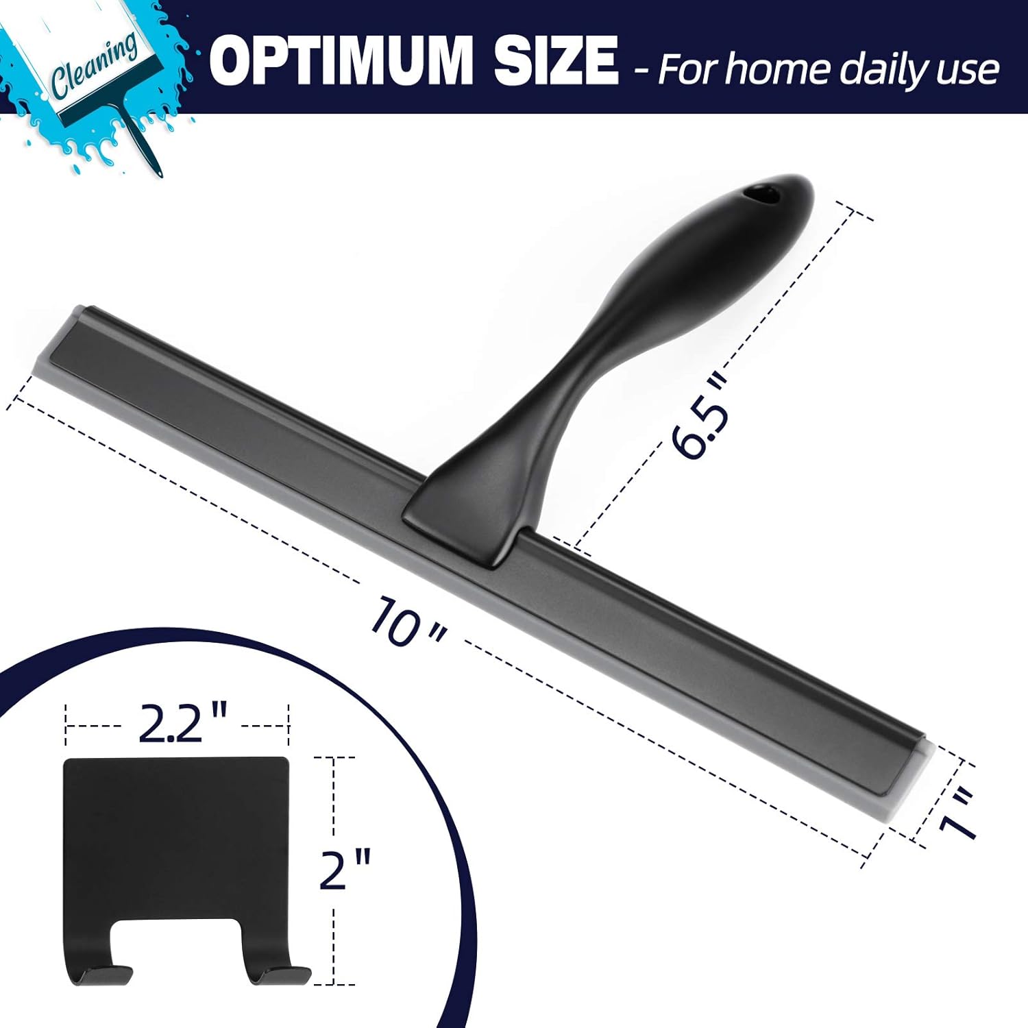 Shower Squeegee, 10-Inch Matte Black All-Purpose Stainless Steel Squeegee for Bathroom, Doors, Mirrors, Tiles and Car Windows - 100% Streak Free - Image 2
