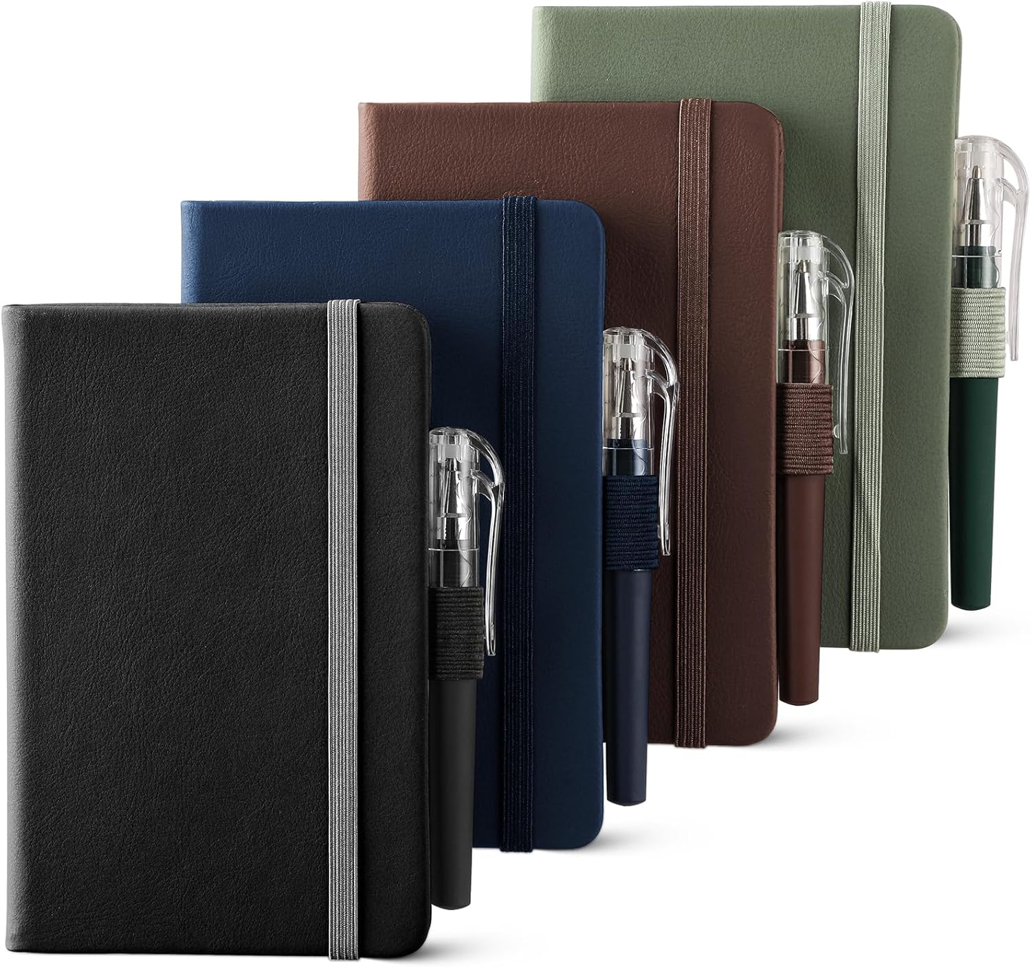 4 Pack Small Notebook Pocket Notebook, A6 Mini Leather Hardcover Journal, 3.7
