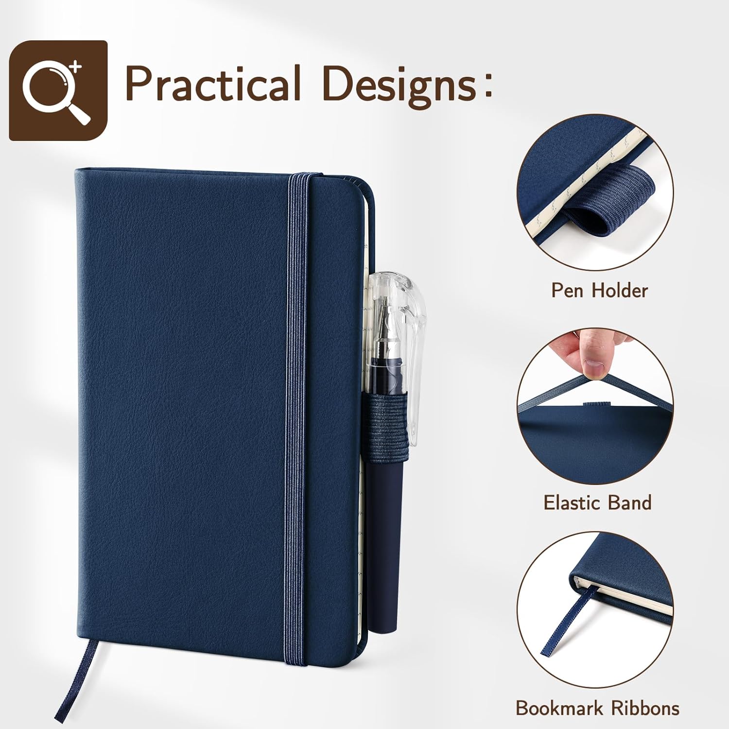 4 Pack Small Notebook Pocket Notebook, A6 Mini Leather Hardcover Journal, 3.7