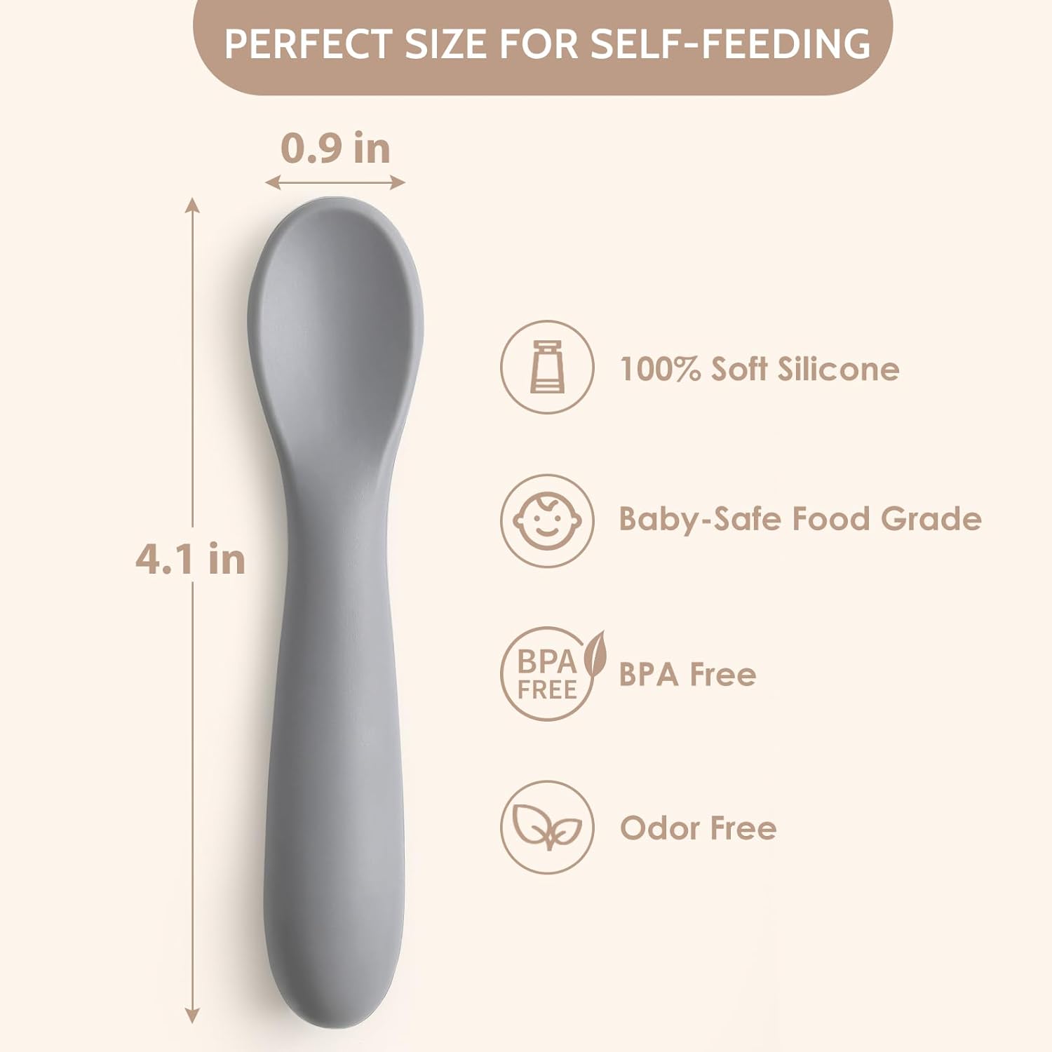 6 Pack Baby Spoons, Shorter Length for Self Feeding, First Stage Food Grade Silicone, 6+ Months, Training Dishwasher Safe & Boil-proof - - Image 2
