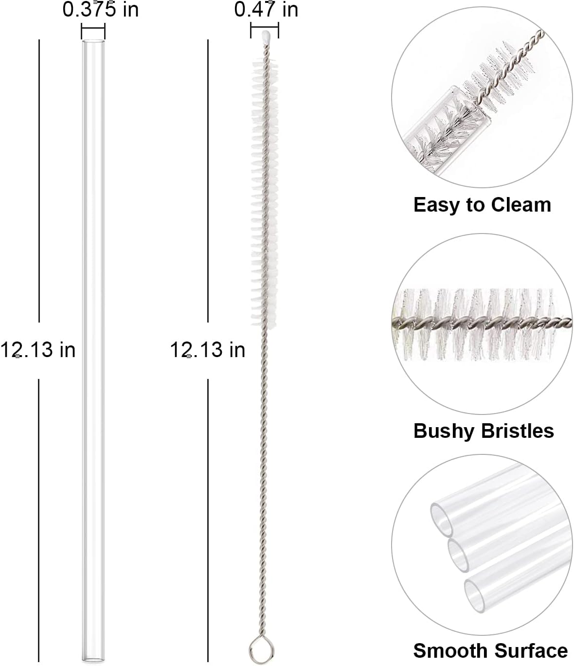 Replacement Straw Compatible with Stanley 40 oz 30 Cup Tumbler, 6 Pack Reusable Cleaning Brush, Plastic, Clear Straw*6 For 40oz/30oz - Image 2
