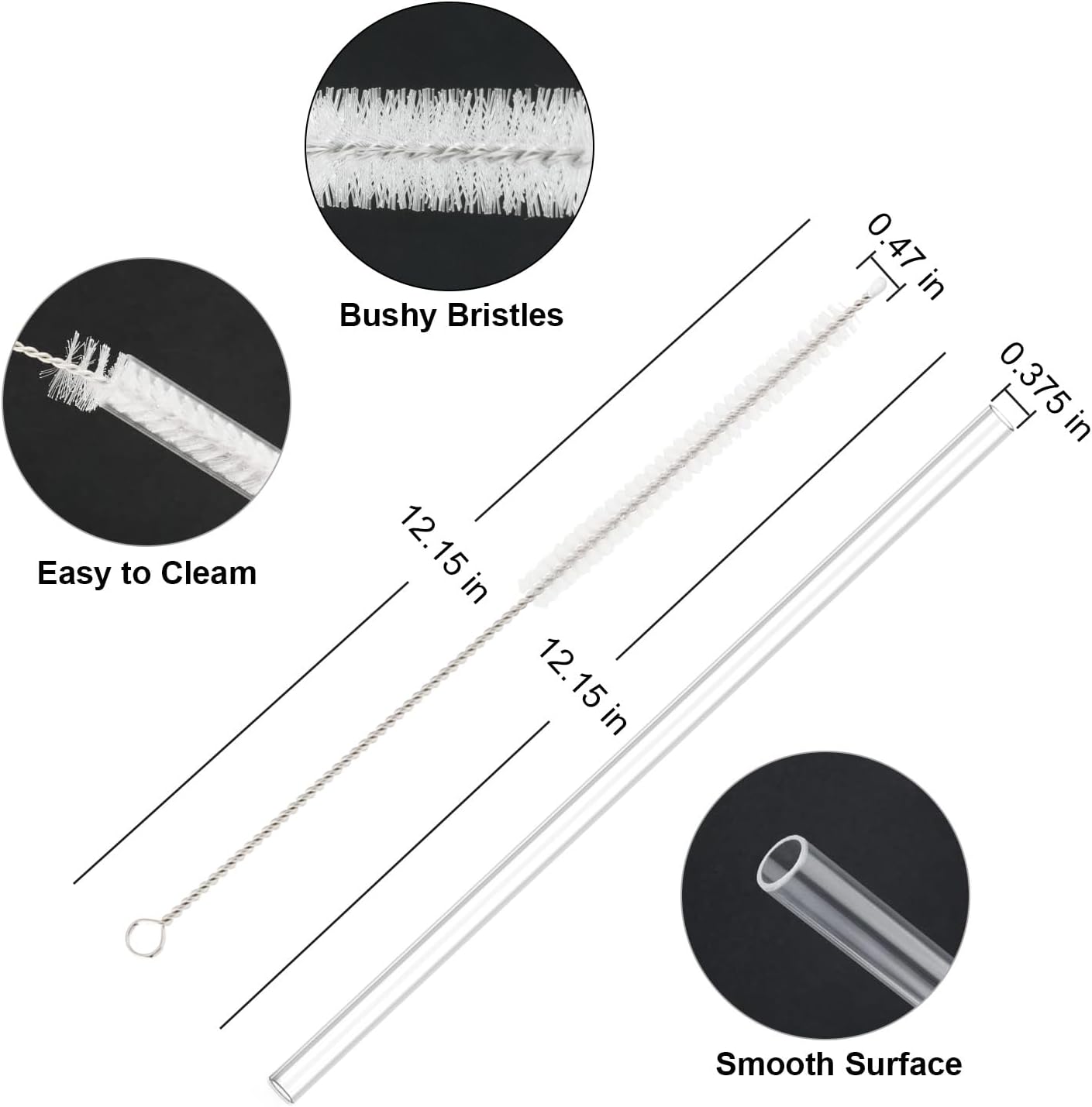 10 Pcs Replacement Straws Compatible with Stanley 30 oz Cup Tumbler, Reusable Plastic Cleaning Brush for Adventure Travel Tumbler（10.4inch Long） - - Image 2