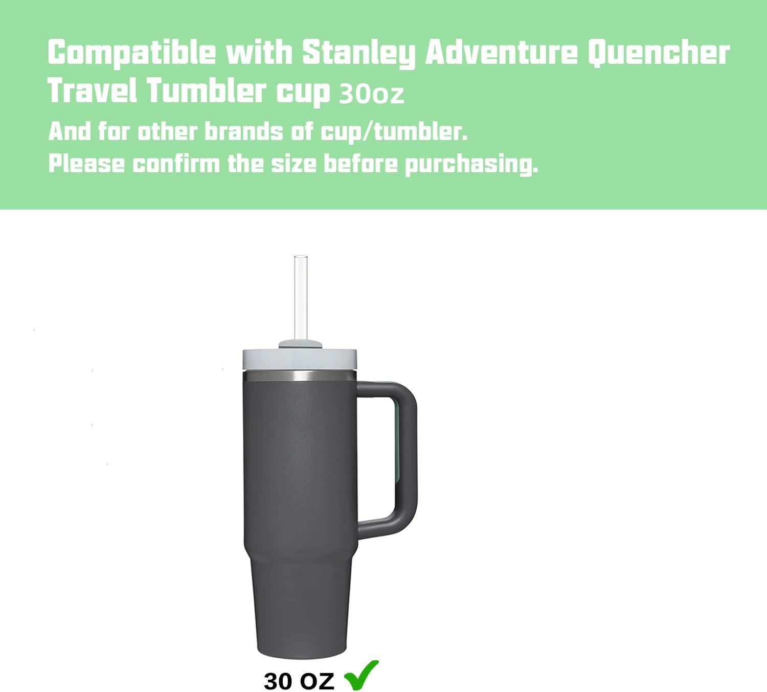 10 Pcs Replacement Straws Compatible with Stanley 30 oz Cup Tumbler, Reusable Plastic Cleaning Brush for Adventure Travel Tumbler（10.4inch Long） - - Image 3