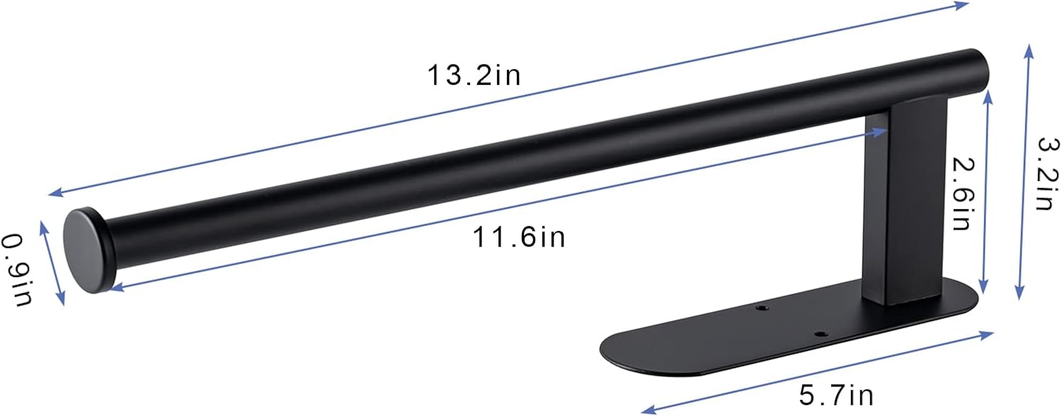 Paper Towel Holder, Upgrade SUS304 Stainless Steel Holder Under Cabinet, Bend-Resistant, Self-Adhesive or Drill mounting (Black) Black - - Image 3