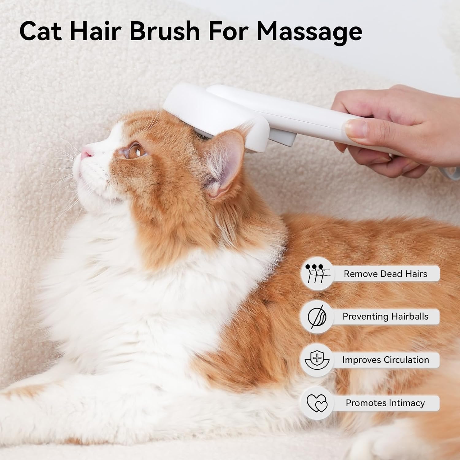 Cat Brush for Shedding, Brushes Indoor Cats, Long or Short Haired Grooming Comb Kitten Rabbit Massage Removes Loose Fur White - - Image 6