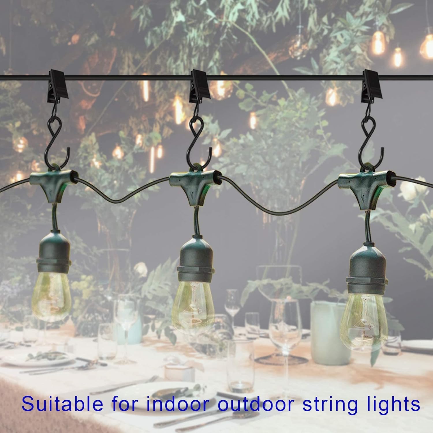 Stainless Steel S Hooks Curtain Clips, 50 Pack Hanging Party Lights Clips Hangers Gutter Photo, Art Craft Display, 2.4 Inch Long, Black Long - - Image 4