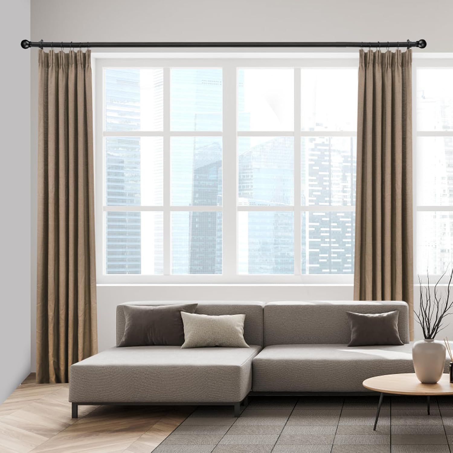 Curtain Rods for Windows 16 to 48 Inches, Rod Max Adjustable Length of 60 IN, 1