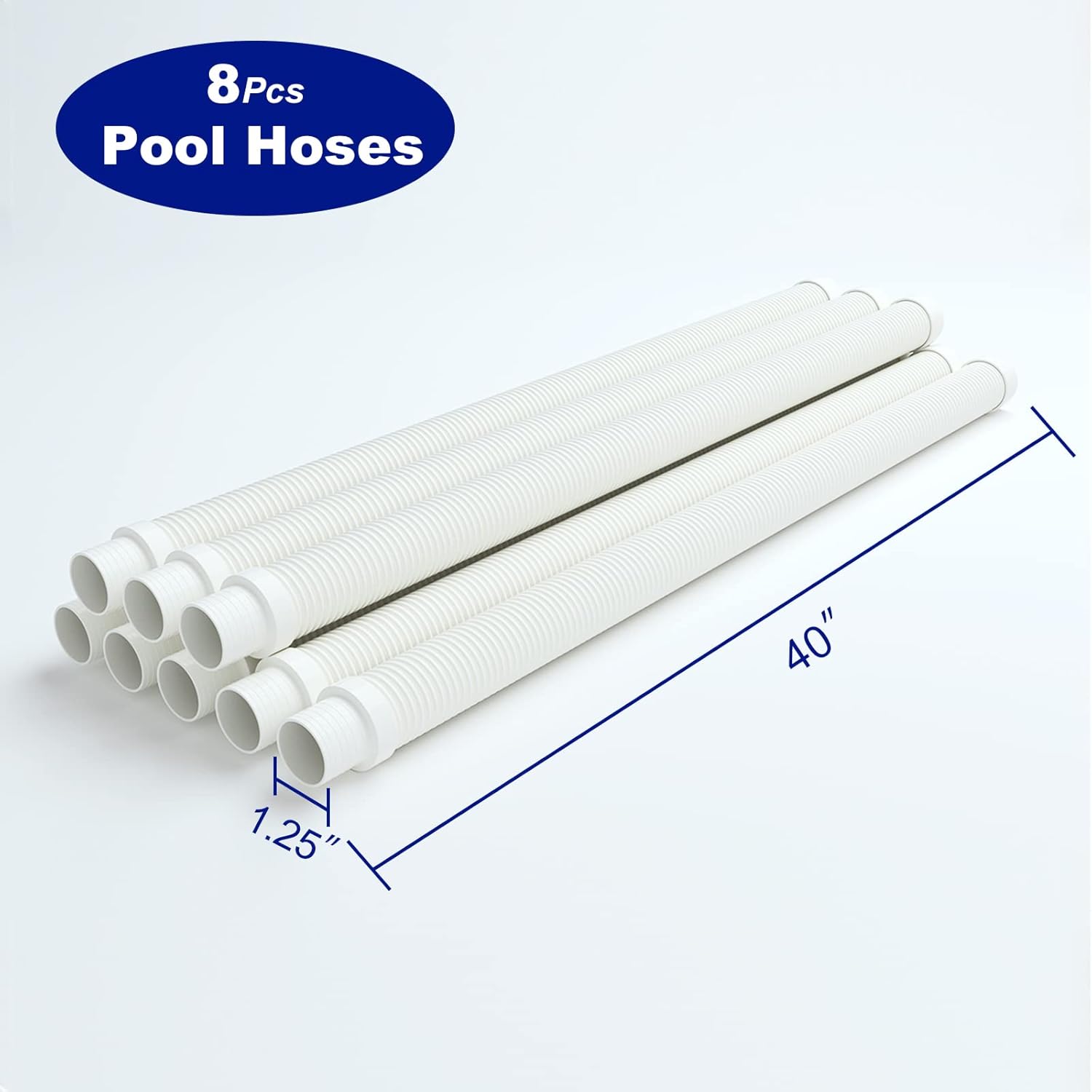 Vacuum Hose/Replacement Pool Hose -1.5” 8 Hoses for Pool,Spa White - - Image 2
