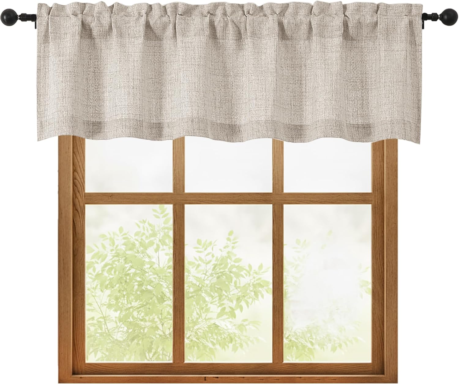 Linen Valances for Windows 1 Pcs, Light Filtering Textured Farmhouse Short Small Valance Curtains Bathroom Basement Living Room Bedroom, Rod Pocket Half Over Sink, 60Wx14L Inch 60