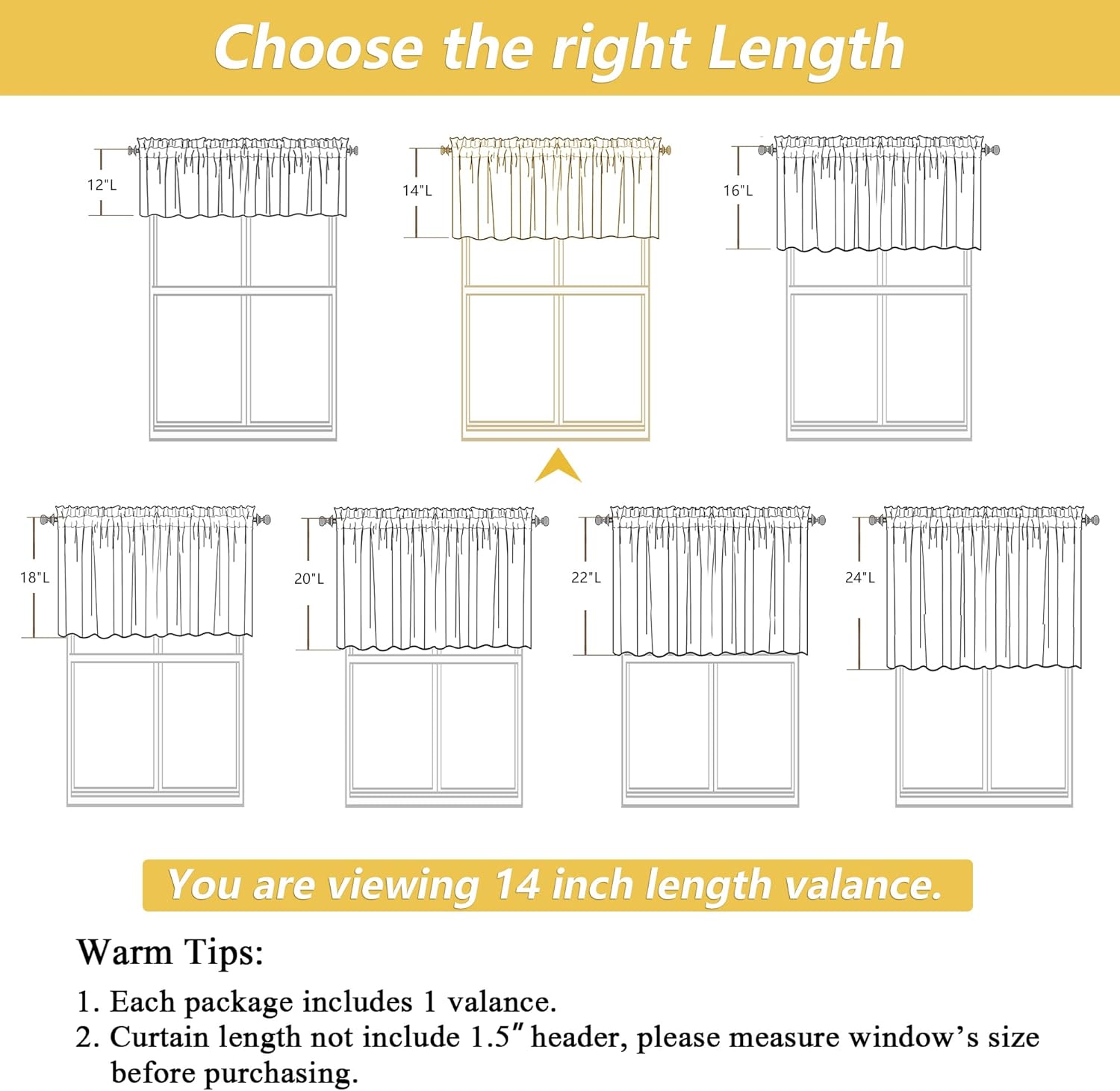 Linen Valances for Windows 1 Pcs, Light Filtering Textured Farmhouse Short Small Valance Curtains Bathroom Basement Living Room Bedroom, Rod Pocket Half Over Sink, 60Wx14L Inch 60